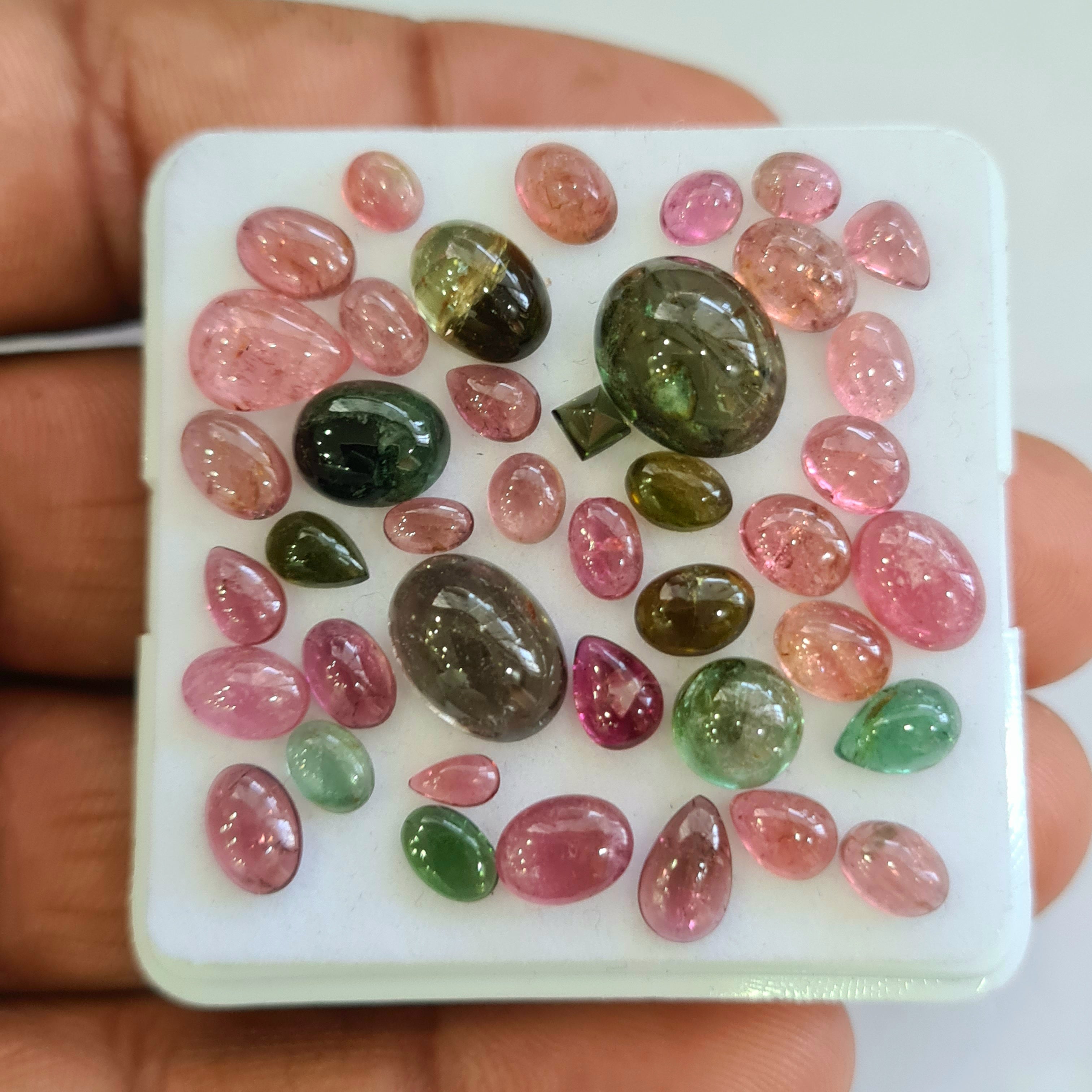 41 Pcs Natural Multi Tourmaline Cabochon | Mix | Size: 3-11mm - The LabradoriteKing