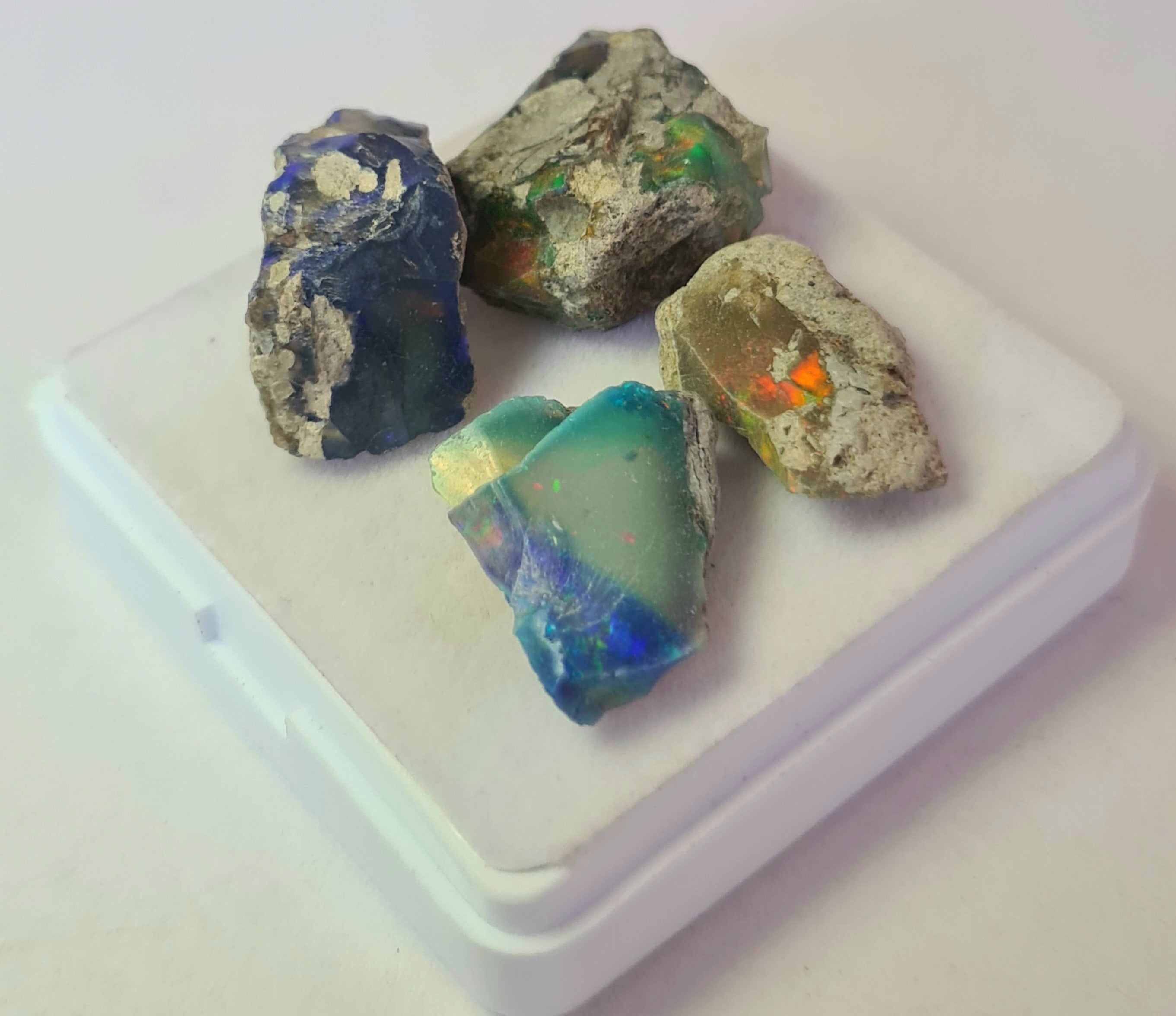 4 Pcs Natural Black Opal Rough | Sizes: 15-20mm - The LabradoriteKing