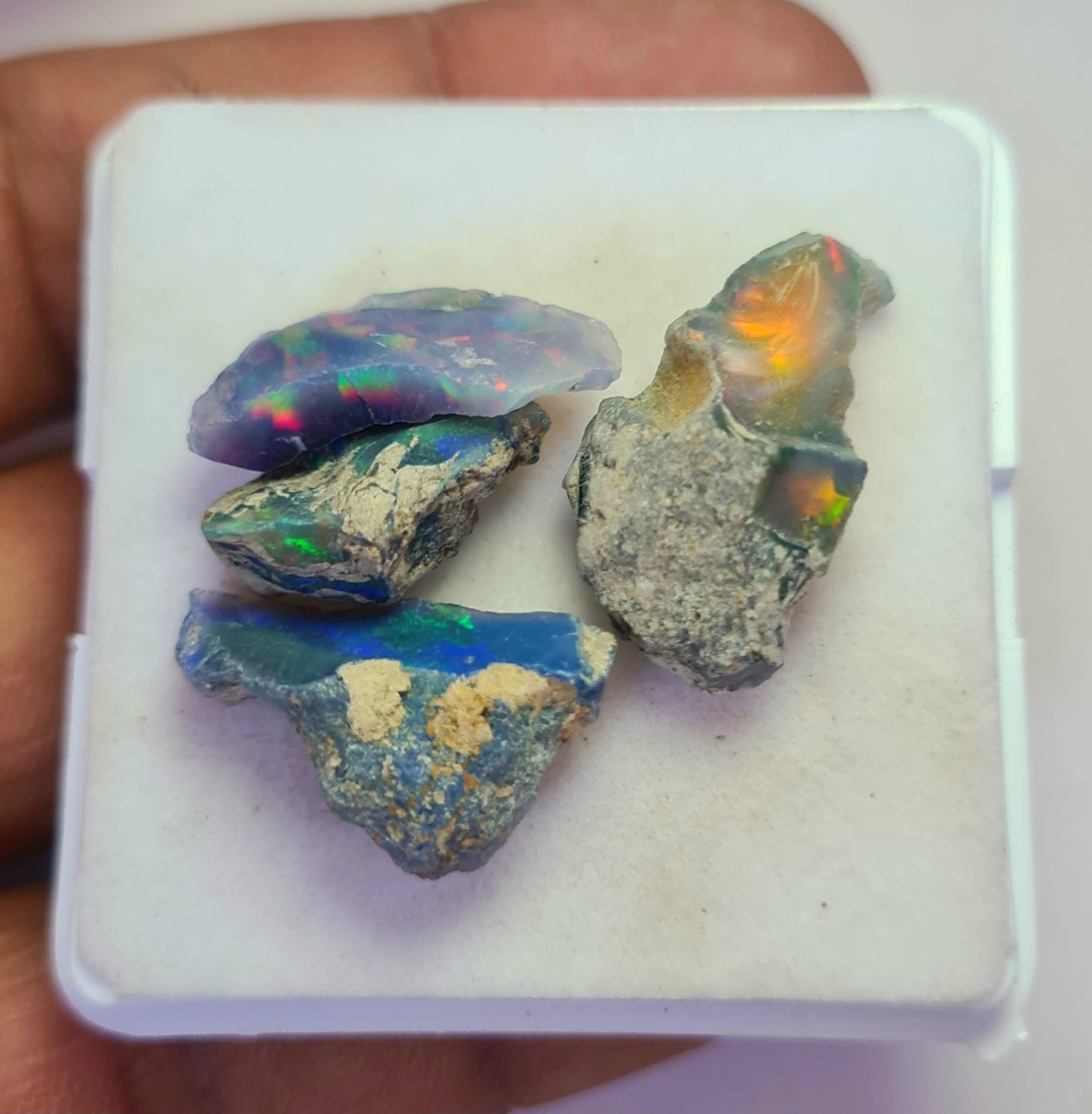 4 Pcs of Natural Black Opal Rough | Sizes: 17-23mm - The LabradoriteKing