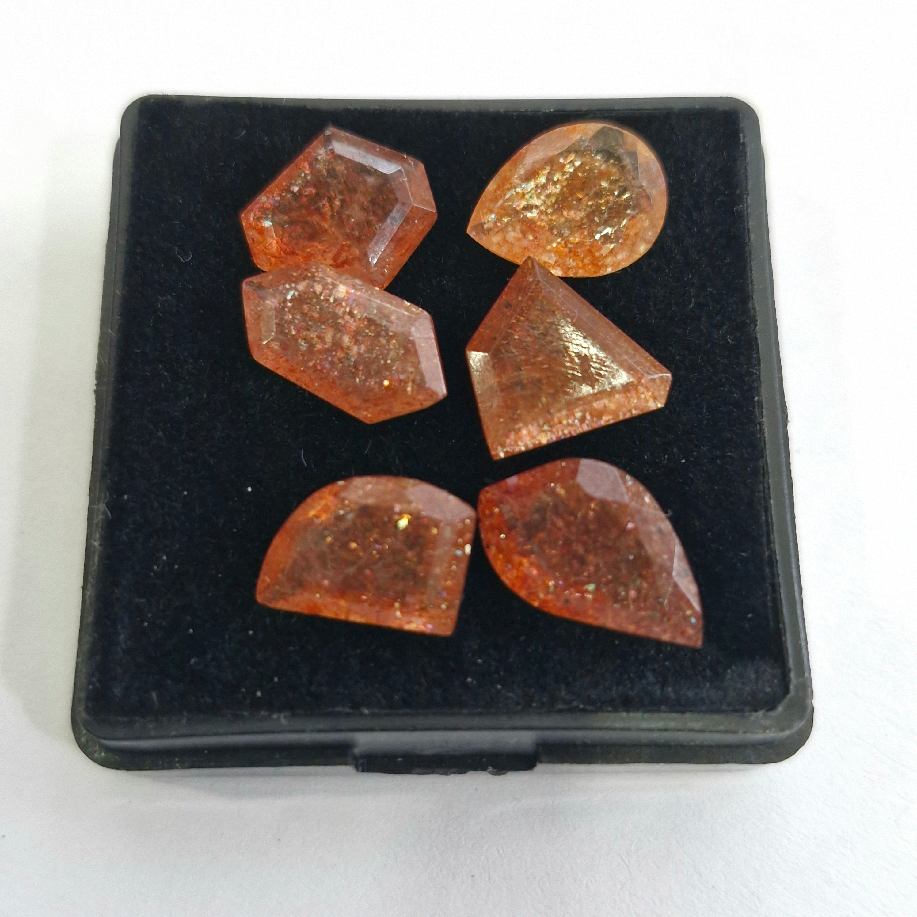 6 Pcs Natural Sunstone Faceted | Mix Shape | Size: 11-14mm - The LabradoriteKing