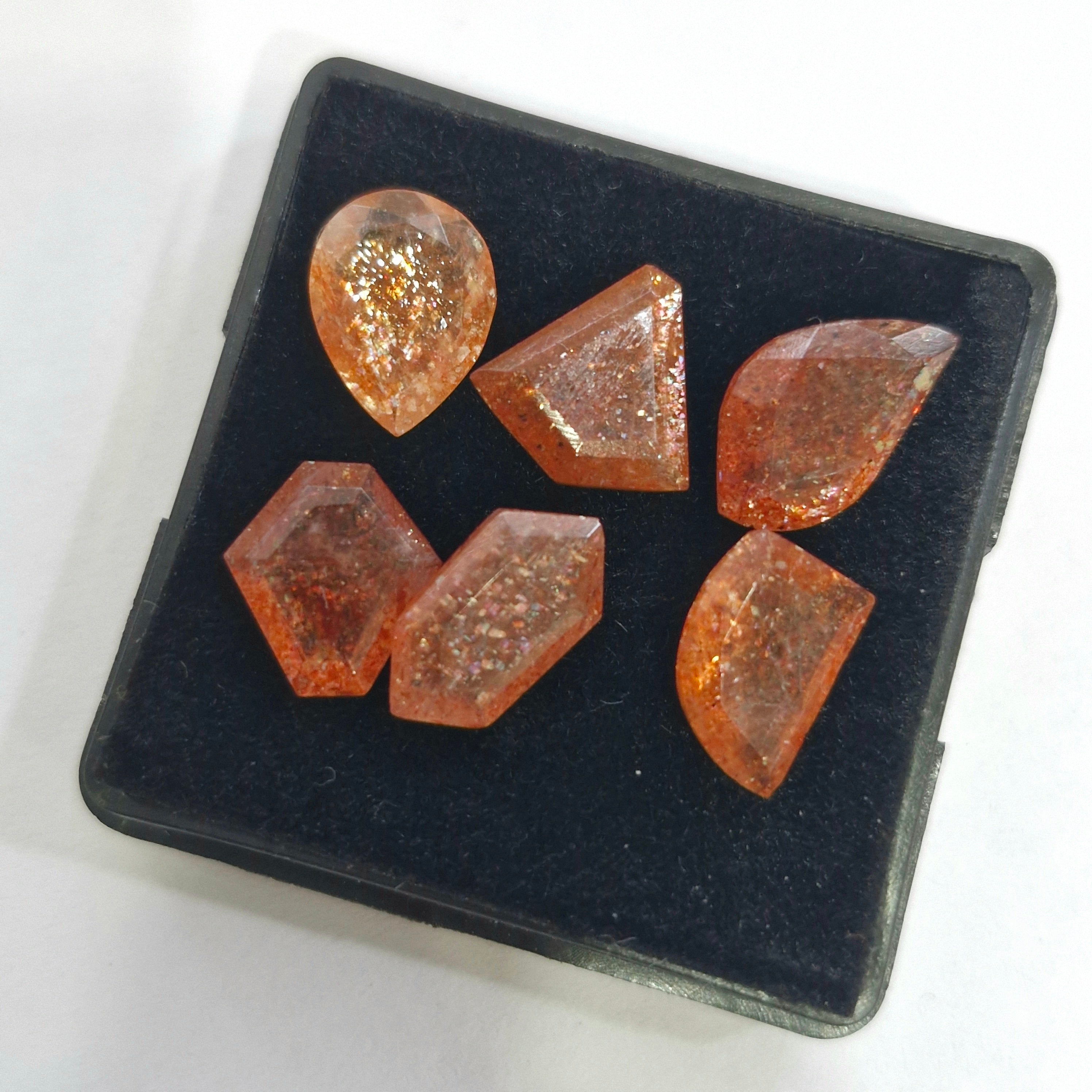 6 Pcs Natural Sunstone Faceted | Mix Shape | Size: 11-14mm - The LabradoriteKing