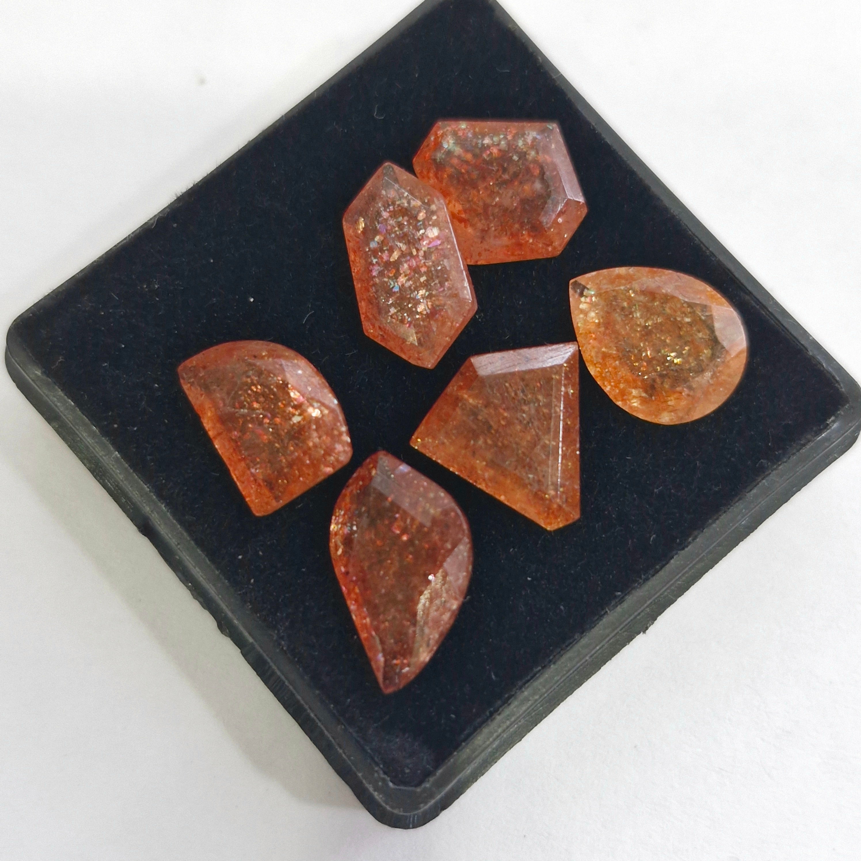 6 Pcs Natural Sunstone Faceted | Mix Shape | Size: 11-14mm - The LabradoriteKing
