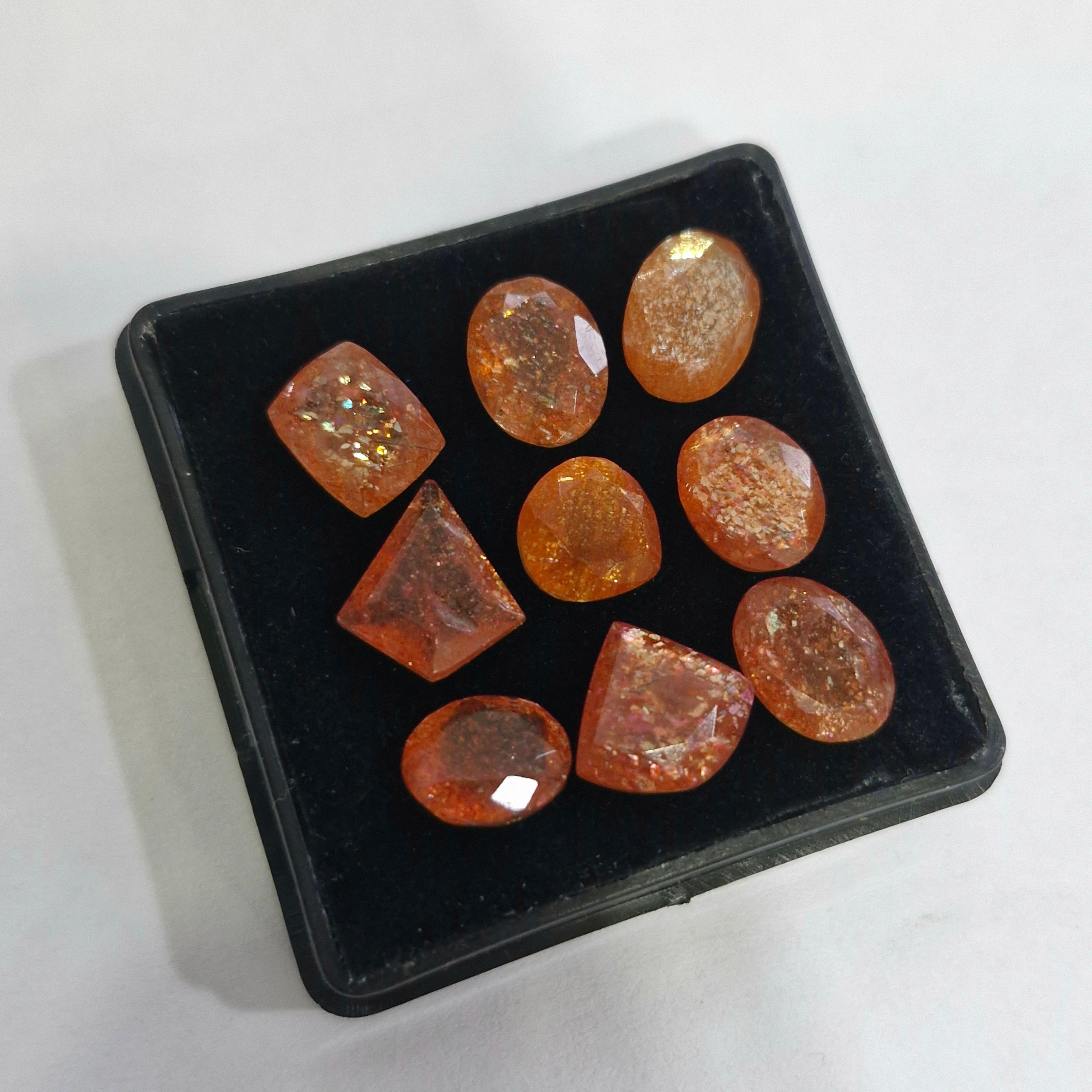 9 Pcs Natural Sunstone Faceted | Mix Shape | Size: 8-11mm - The LabradoriteKing
