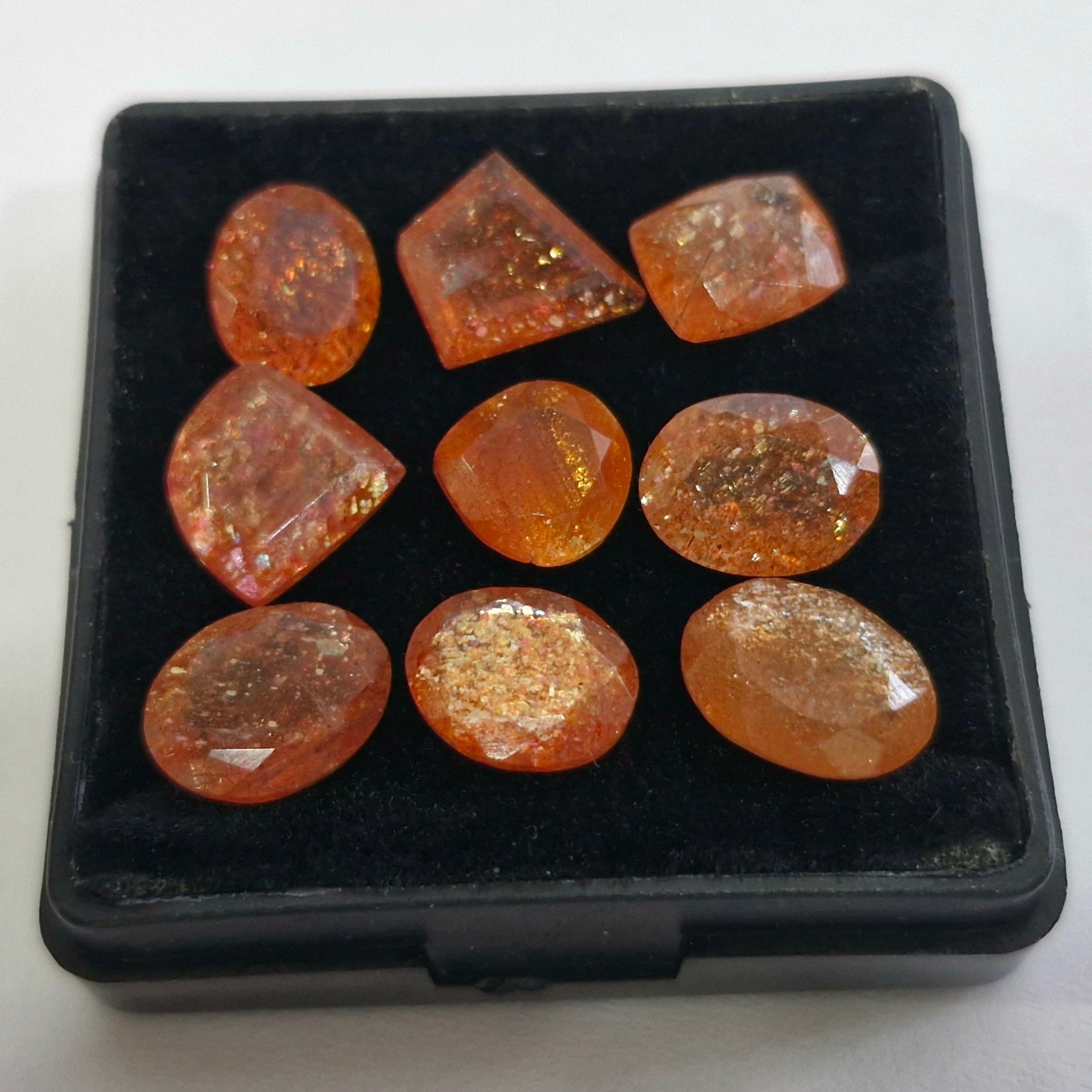 9 Pcs Natural Sunstone Faceted | Mix Shape | Size: 8-11mm - The LabradoriteKing
