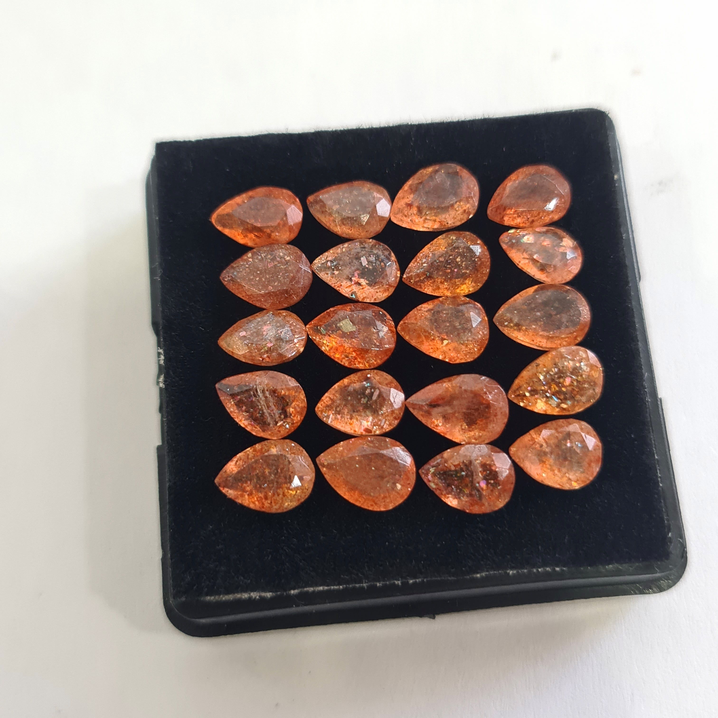 20 Pcs Natural Sunstone Faceted | Pear Shape | Size: 5-7mm - The LabradoriteKing
