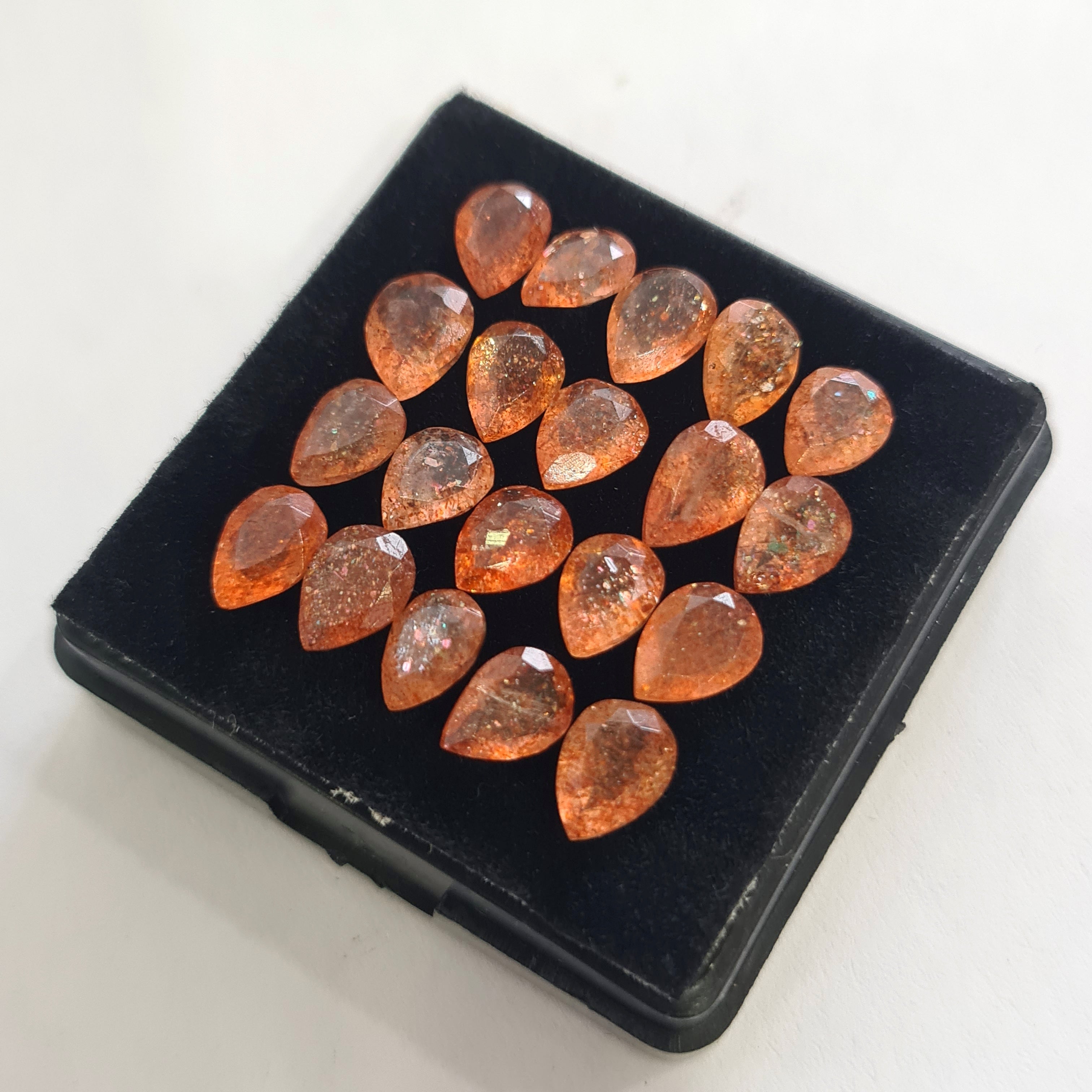 20 Pcs Natural Sunstone Faceted | Pear Shape | Size: 5-7mm - The LabradoriteKing