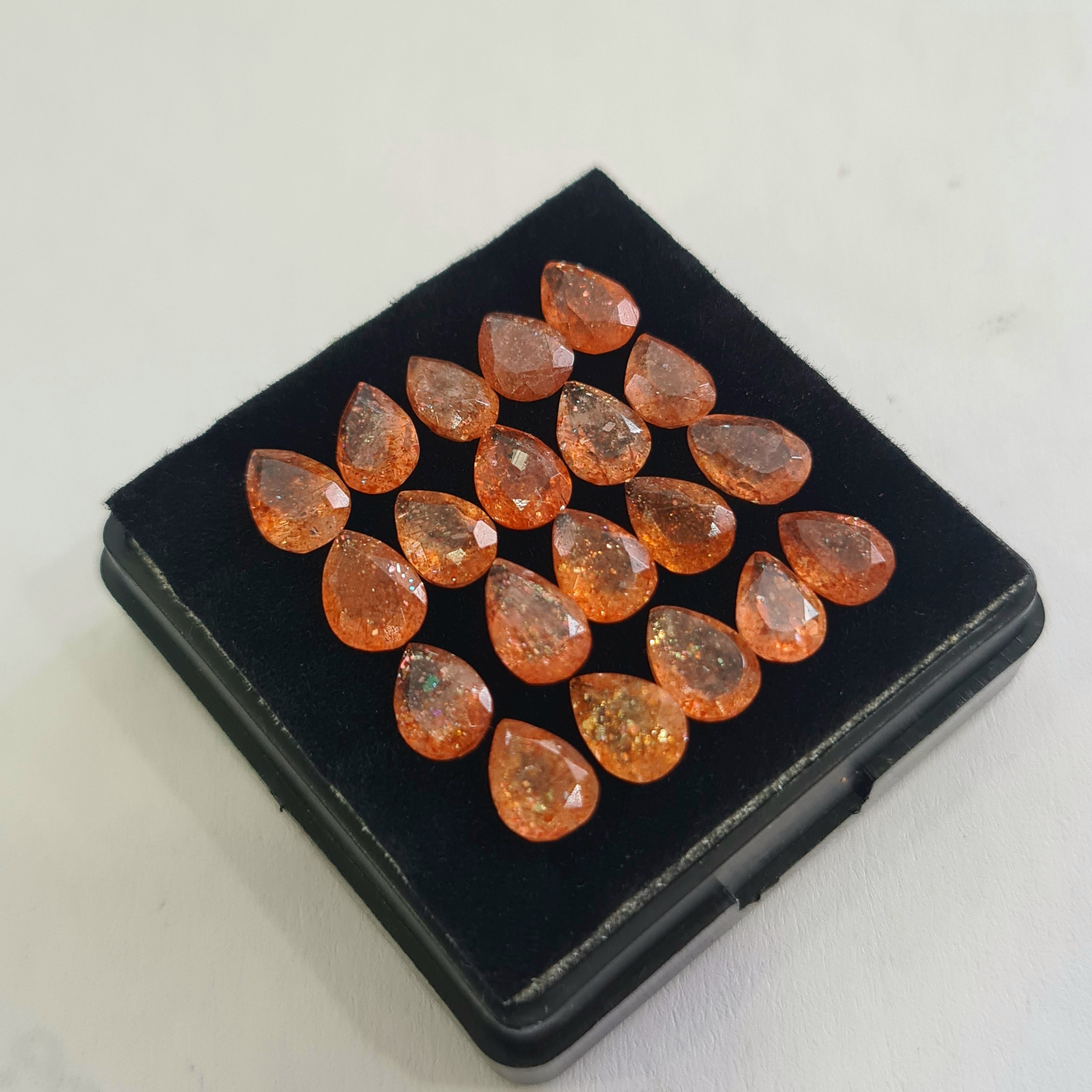 20 Pcs Natural Sunstone Faceted | Pear Shape | Size: 5-7mm - The LabradoriteKing