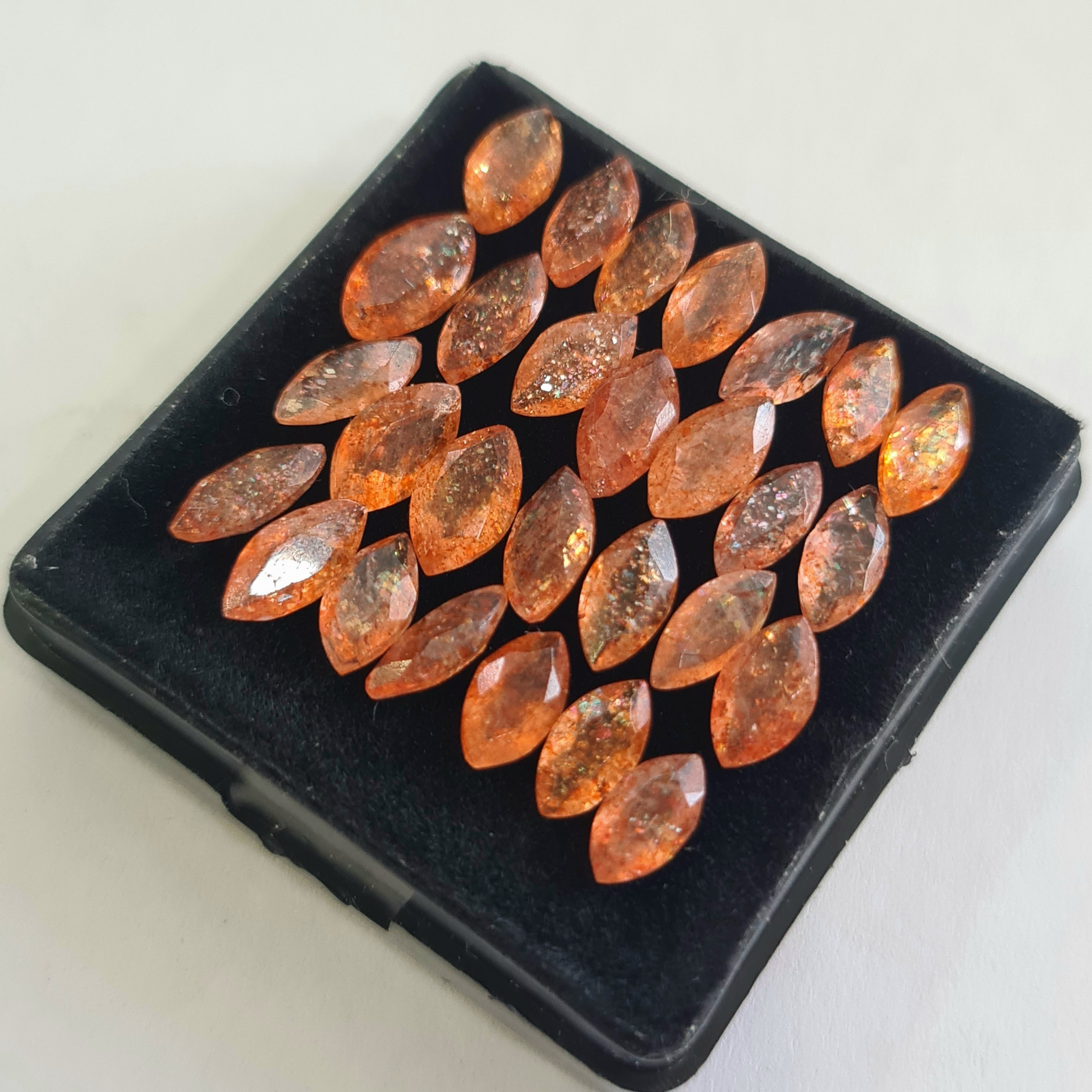 28 Pcs Natural Sunstone Faceted | Marquise Shape | Size: 7-9mm - The LabradoriteKing