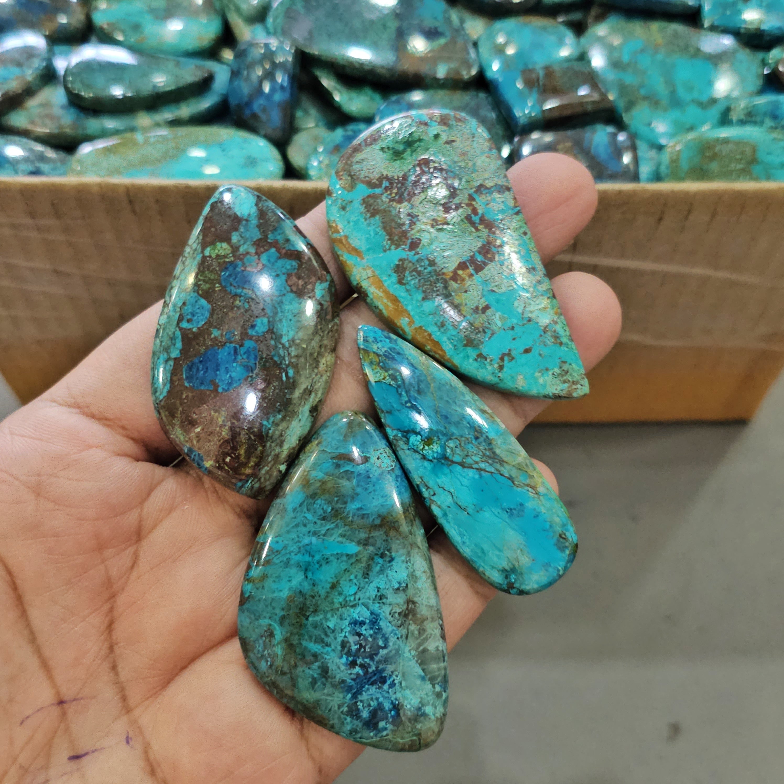 500Gram of Chrysocolla Cabochons | 70-80 Pcs |15-55mm - The LabradoriteKing