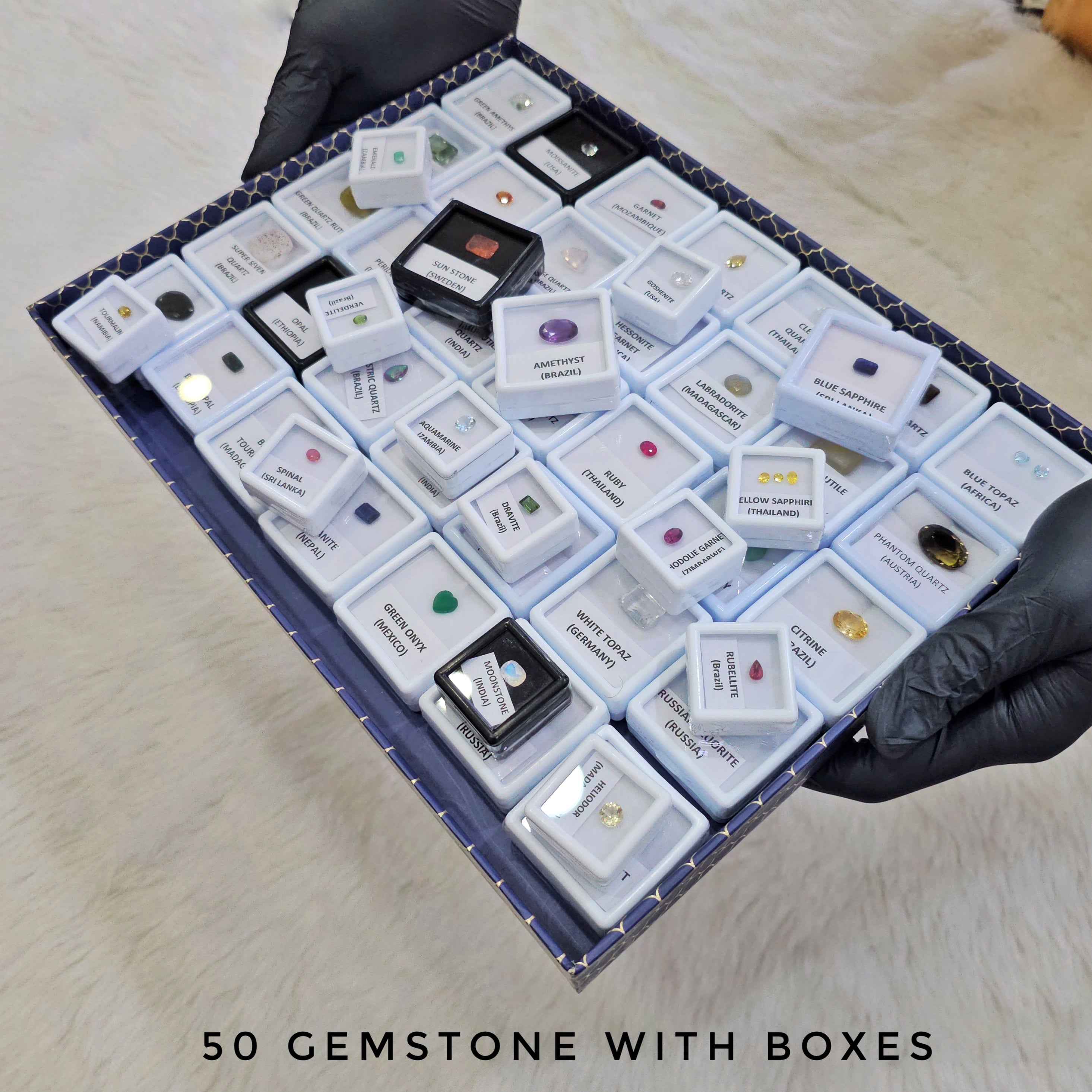 50 Essential Faceted Gemstones Collection Box | Labeled | Natural Earth Mined Gemstones - The LabradoriteKing