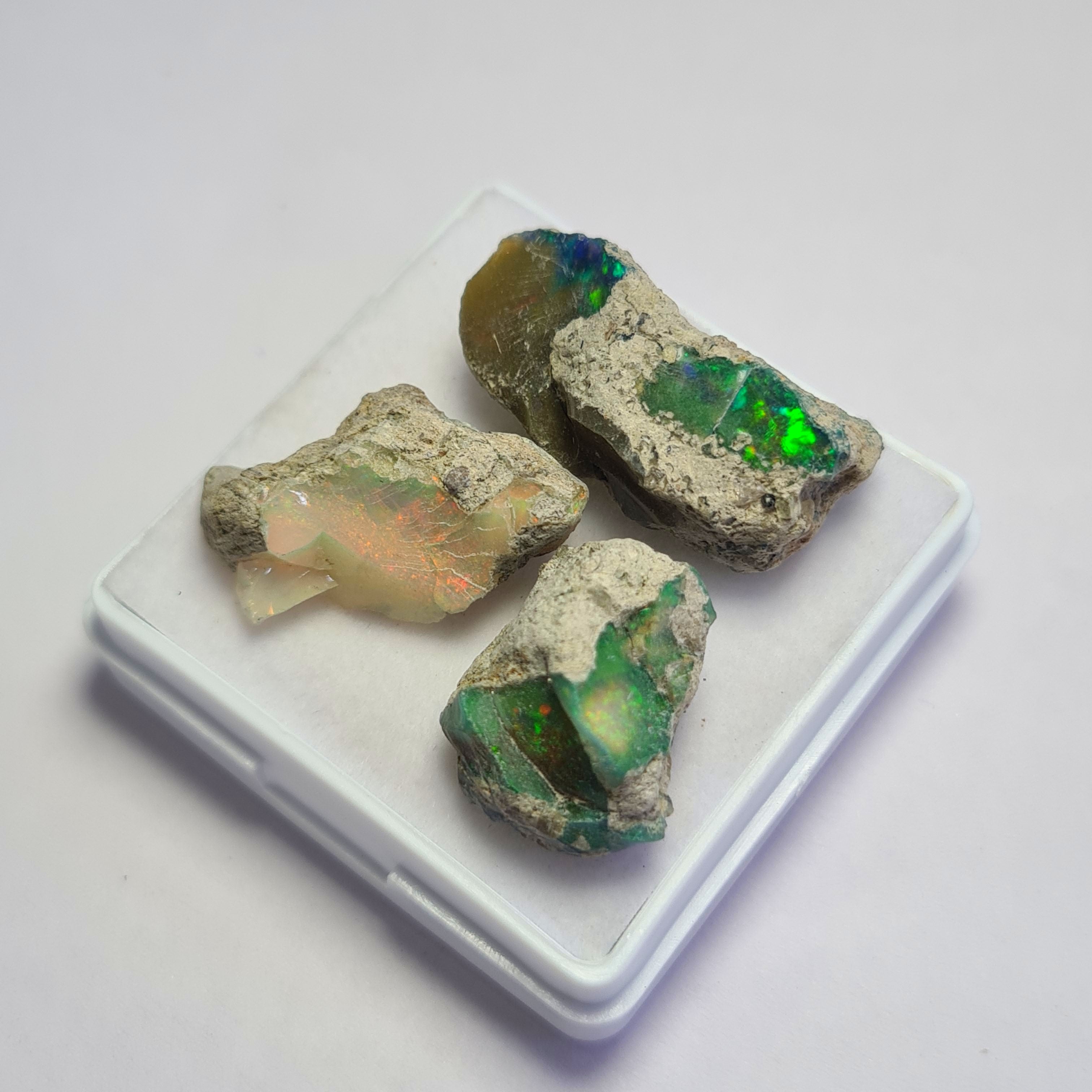 3 Pcs of Natural Black Opal Rough | Sizes: 17-27mm