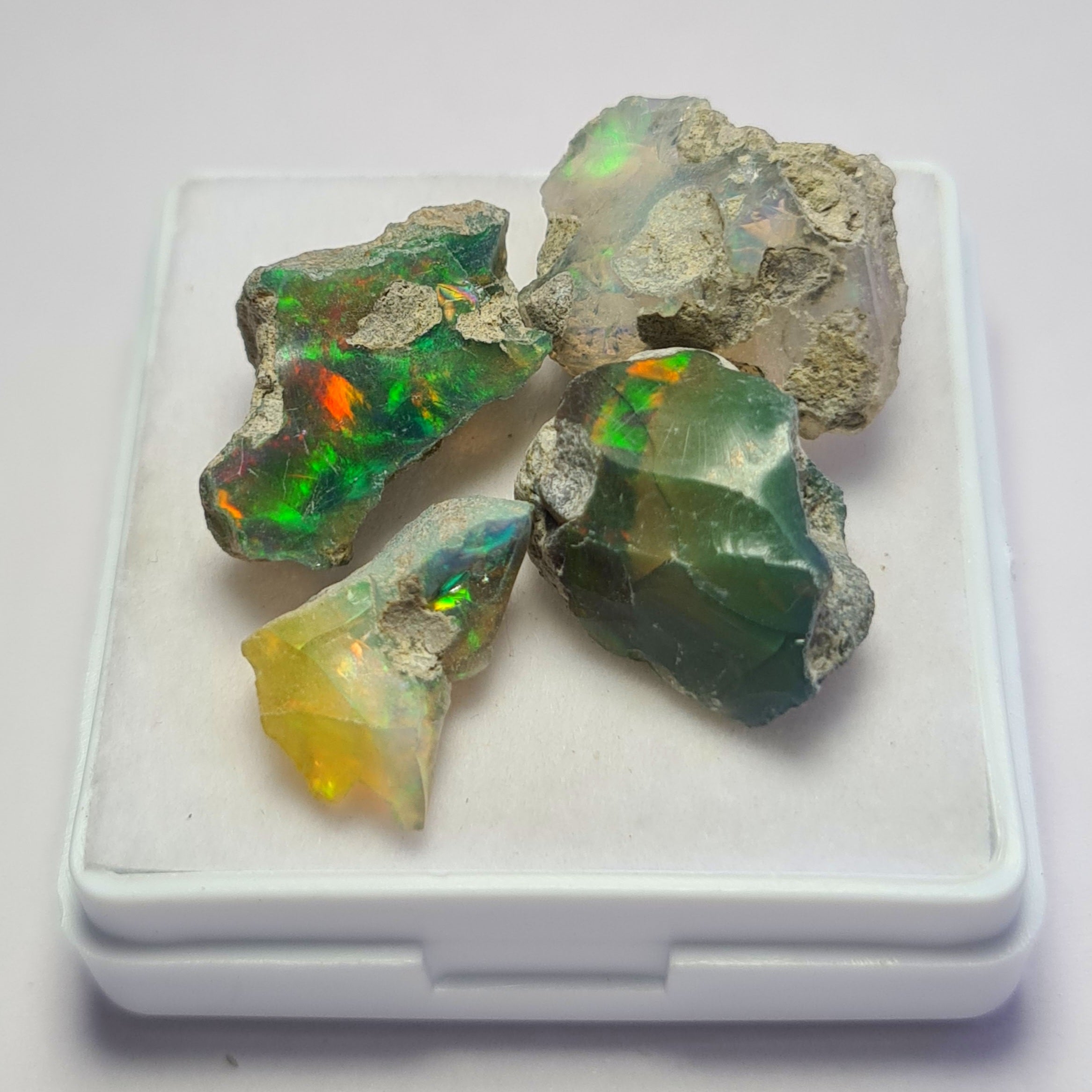 4 Pcs of Natural Black Opal Rough | Sizes: 15-16mm