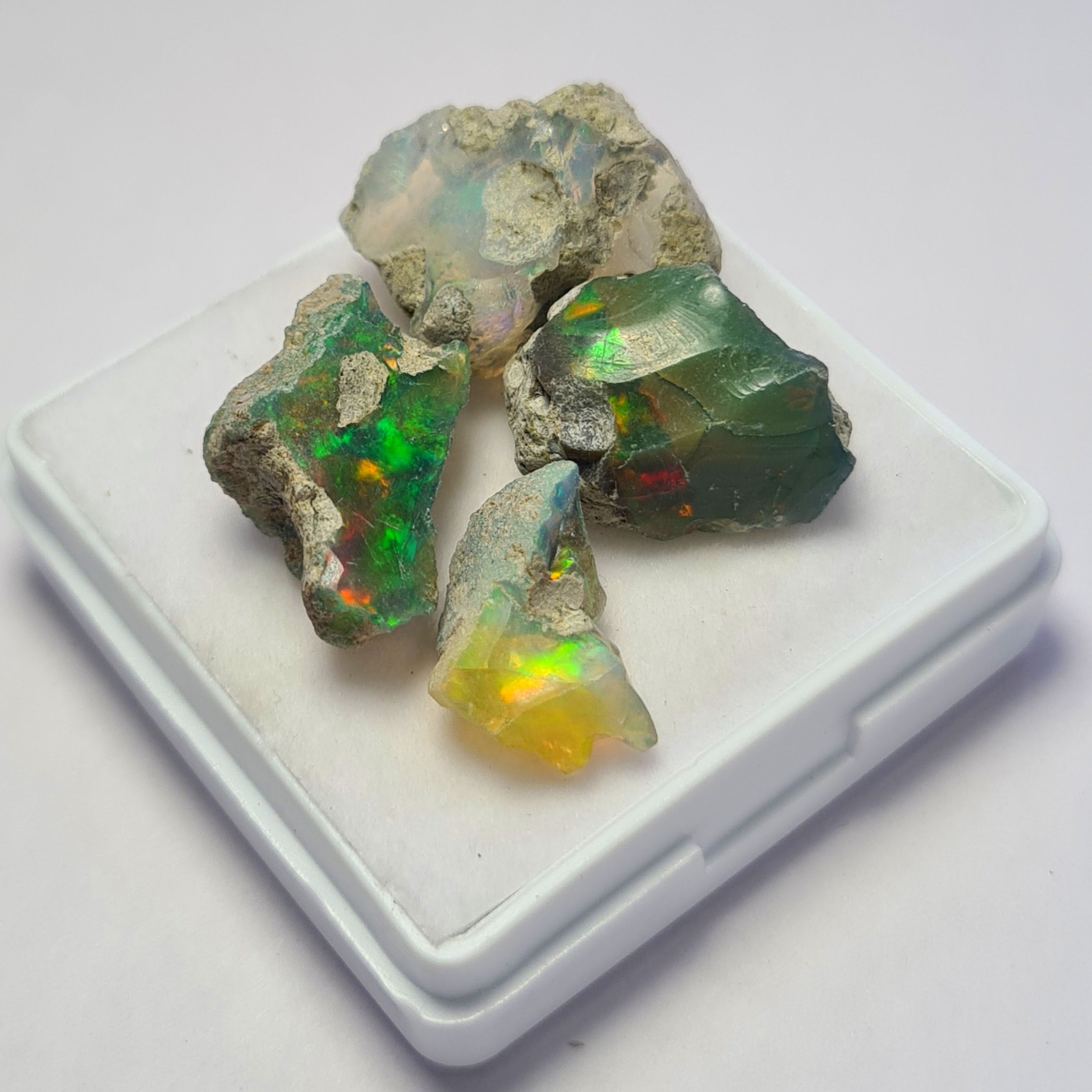 4 Pcs of Natural Black Opal Rough | Sizes: 15-16mm