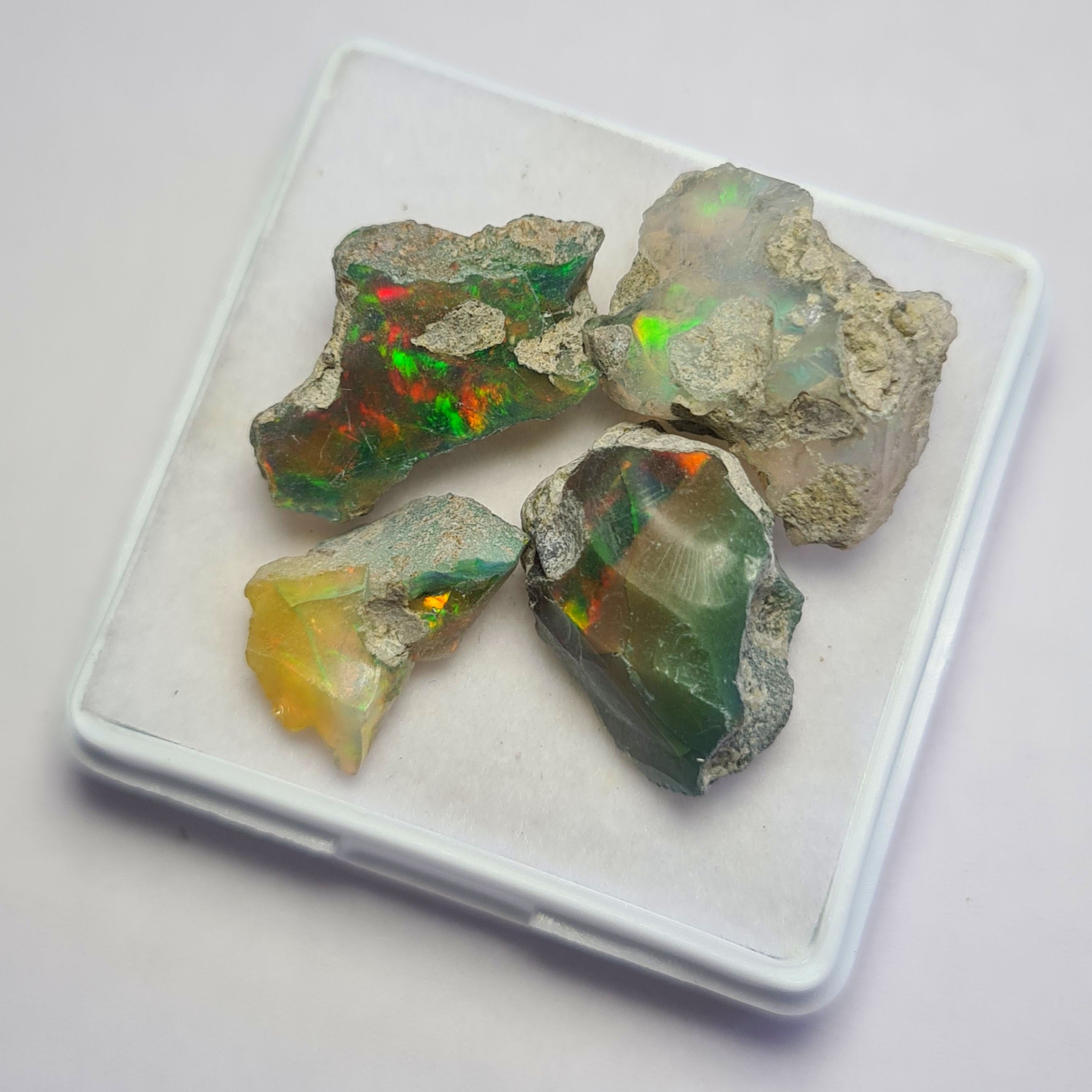 4 Pcs of Natural Black Opal Rough | Sizes: 15-16mm