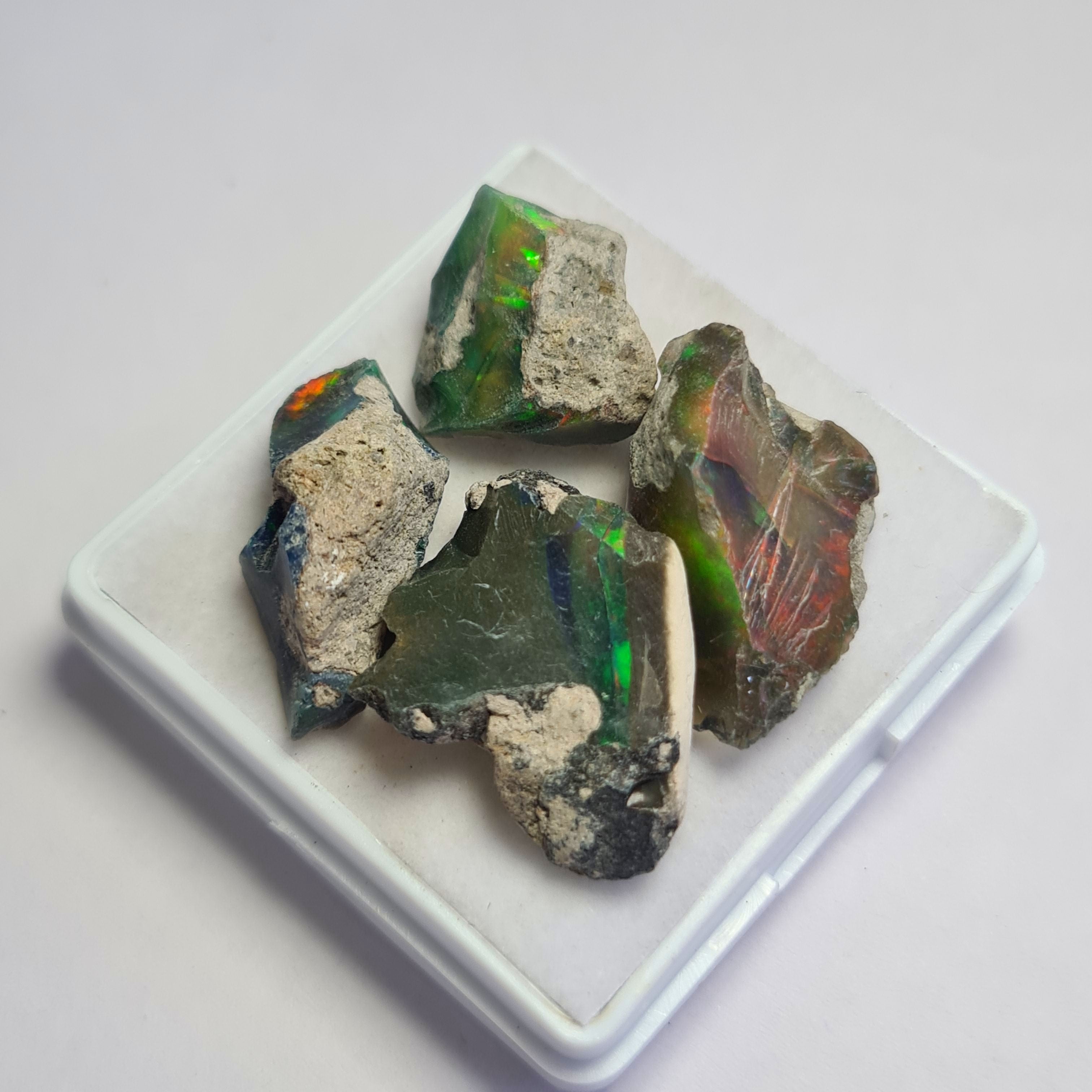 4 Pcs of Natural Black Opal Rough | Sizes: 15-23mm