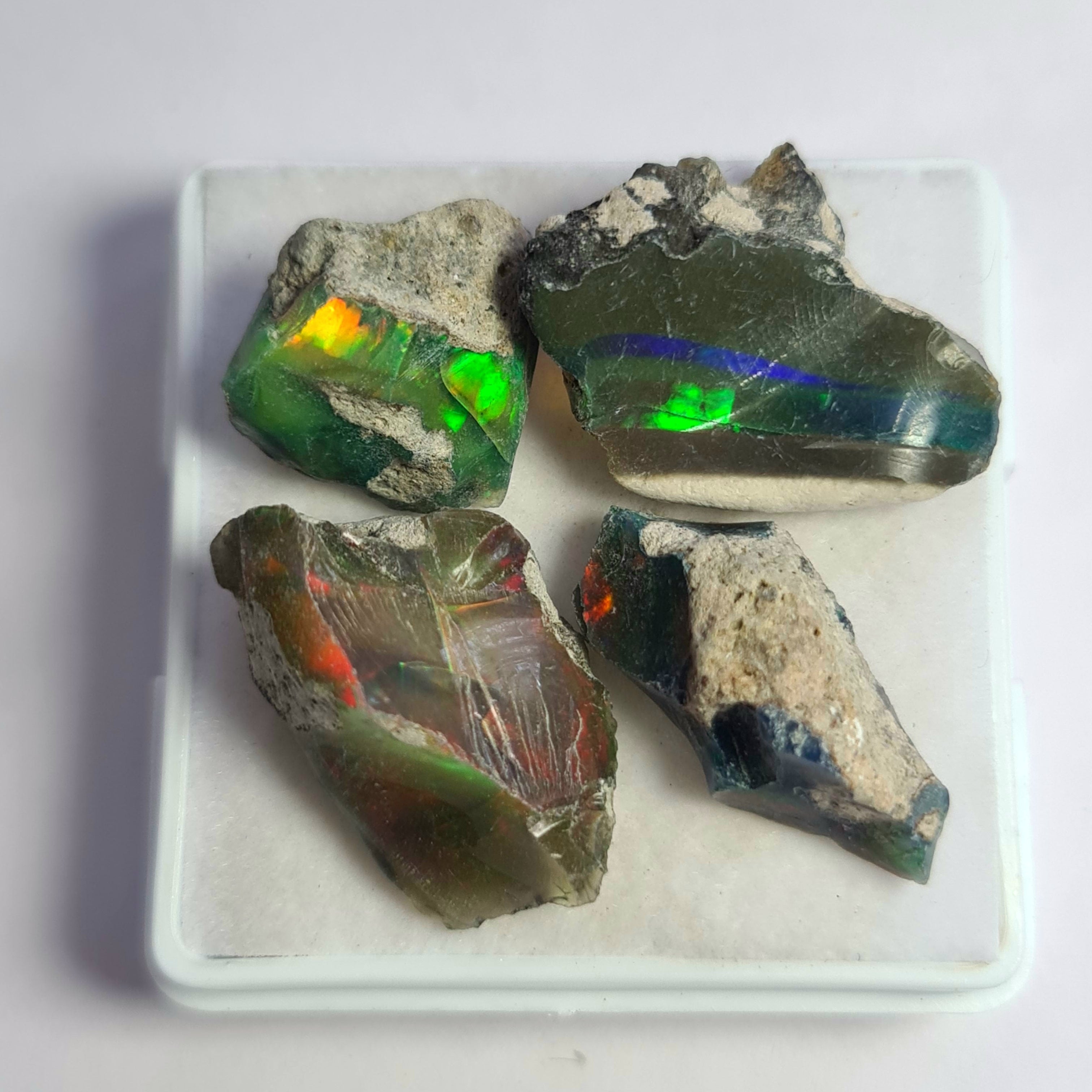 4 Pcs of Natural Black Opal Rough | Sizes: 15-23mm