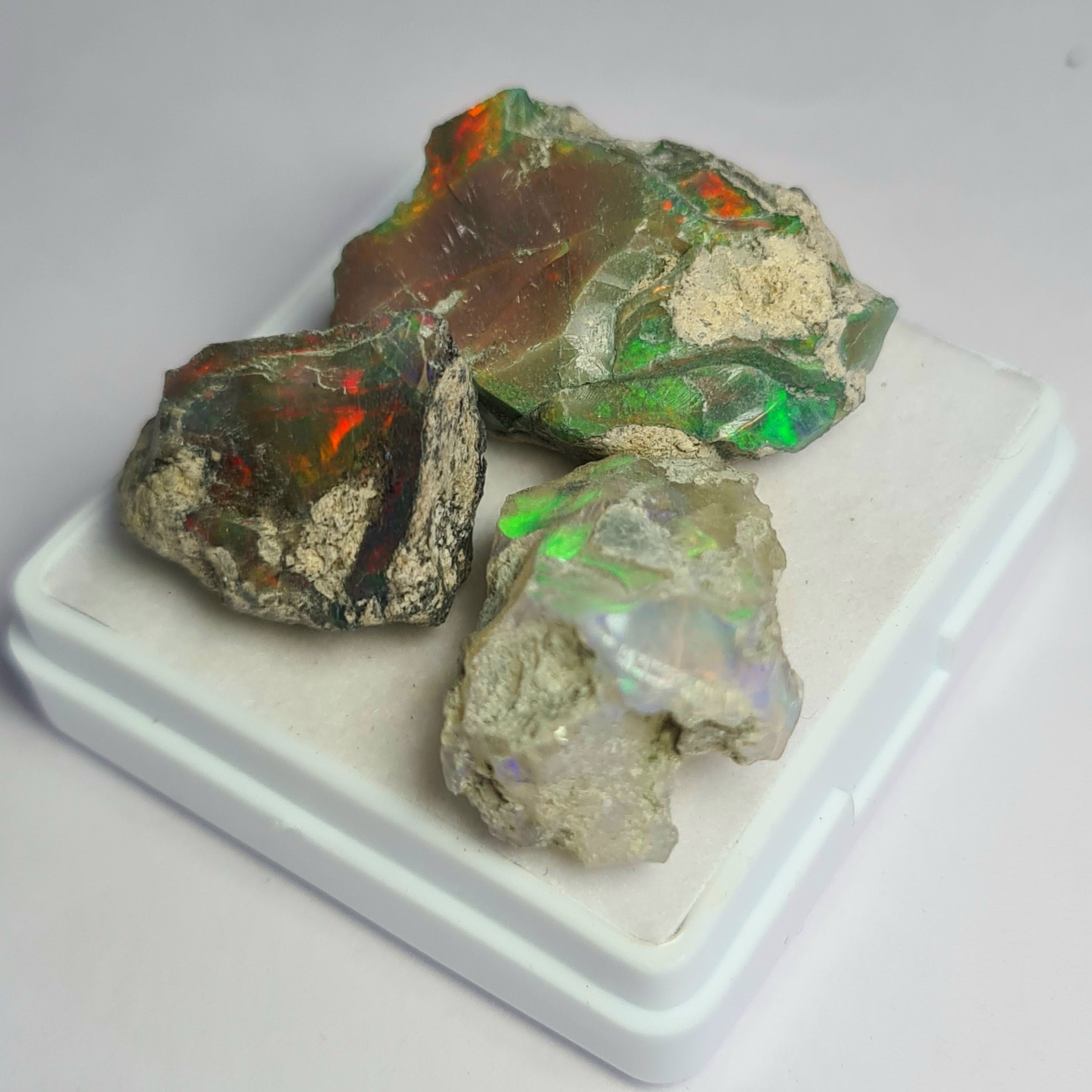3 Pcs of Natural Black Opal Rough | Sizes: 18-27mm