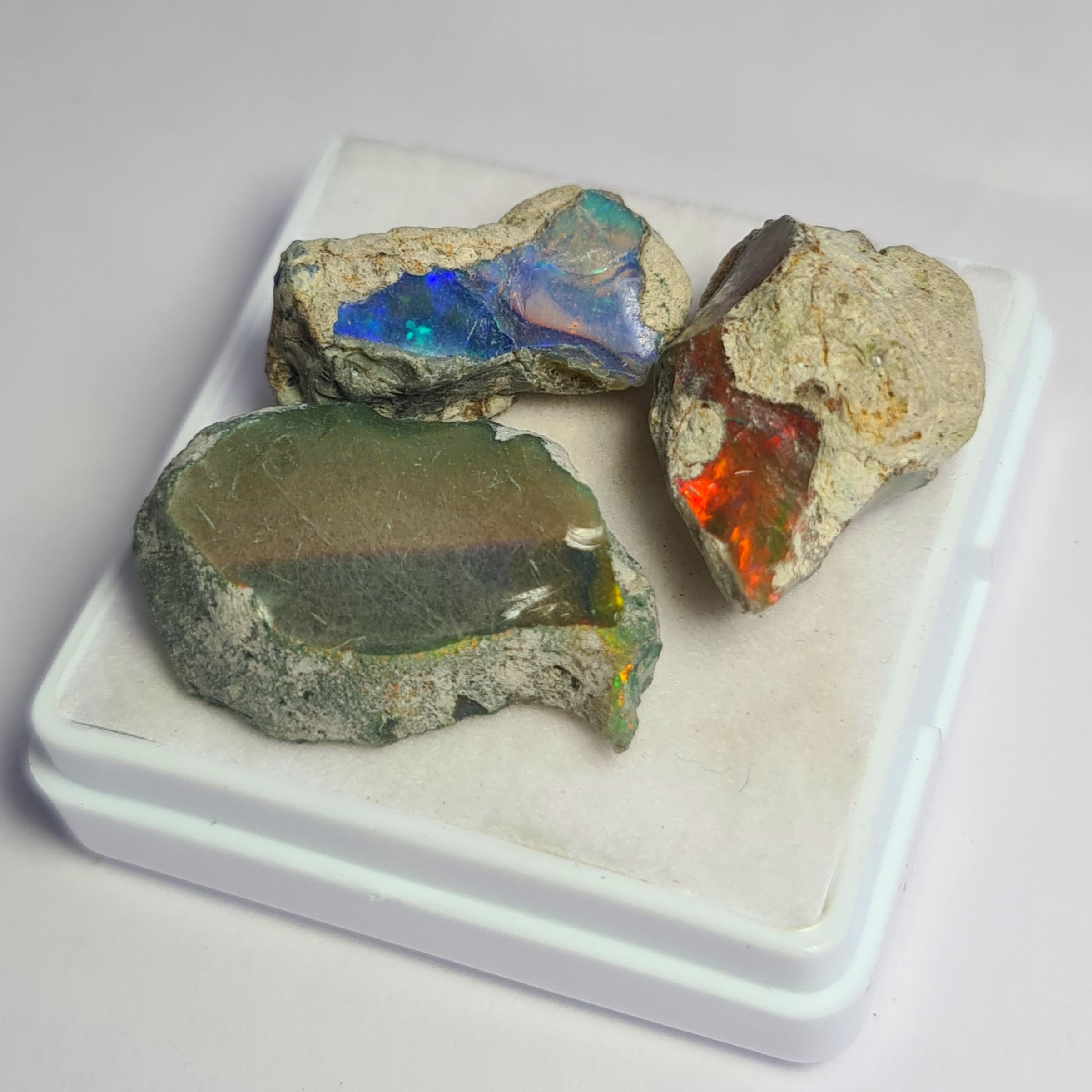 3 Pcs of Natural Black Opal Rough | Sizes: 21-25mm