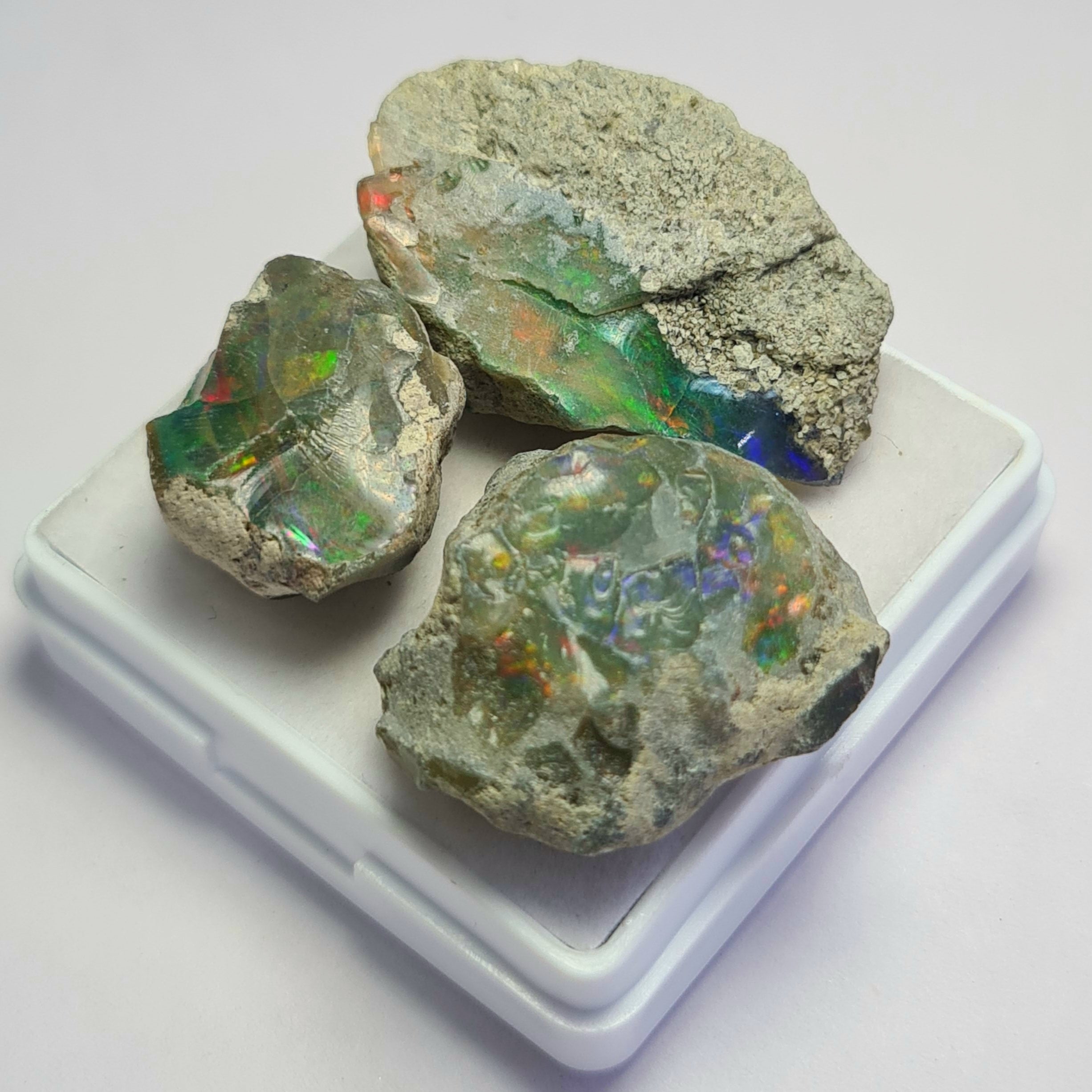 3 Pcs of Natural Black Opal Rough | Sizes: 17-30mm