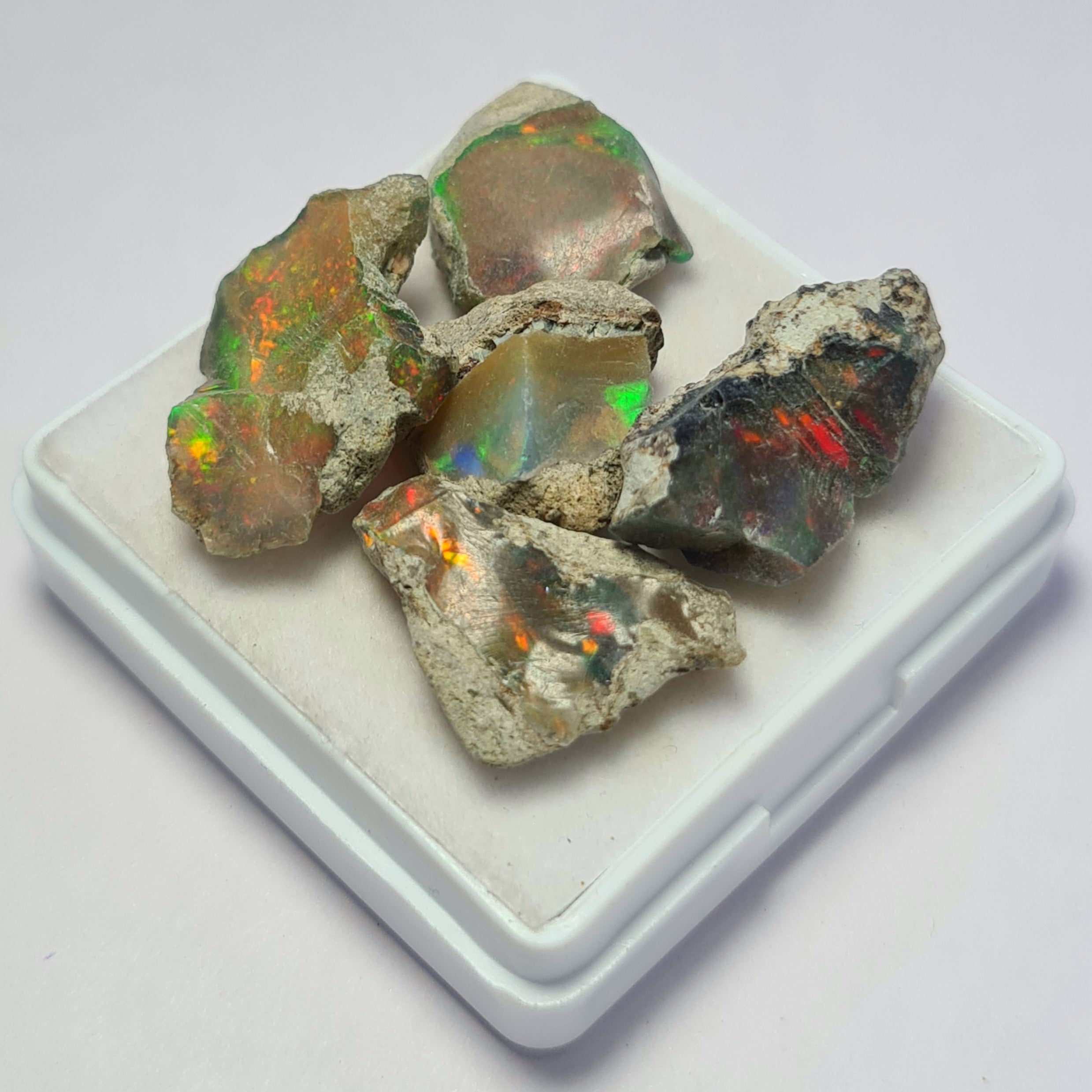 5 Pcs of Natural Black Opal Rough | Sizes: 15-21mm