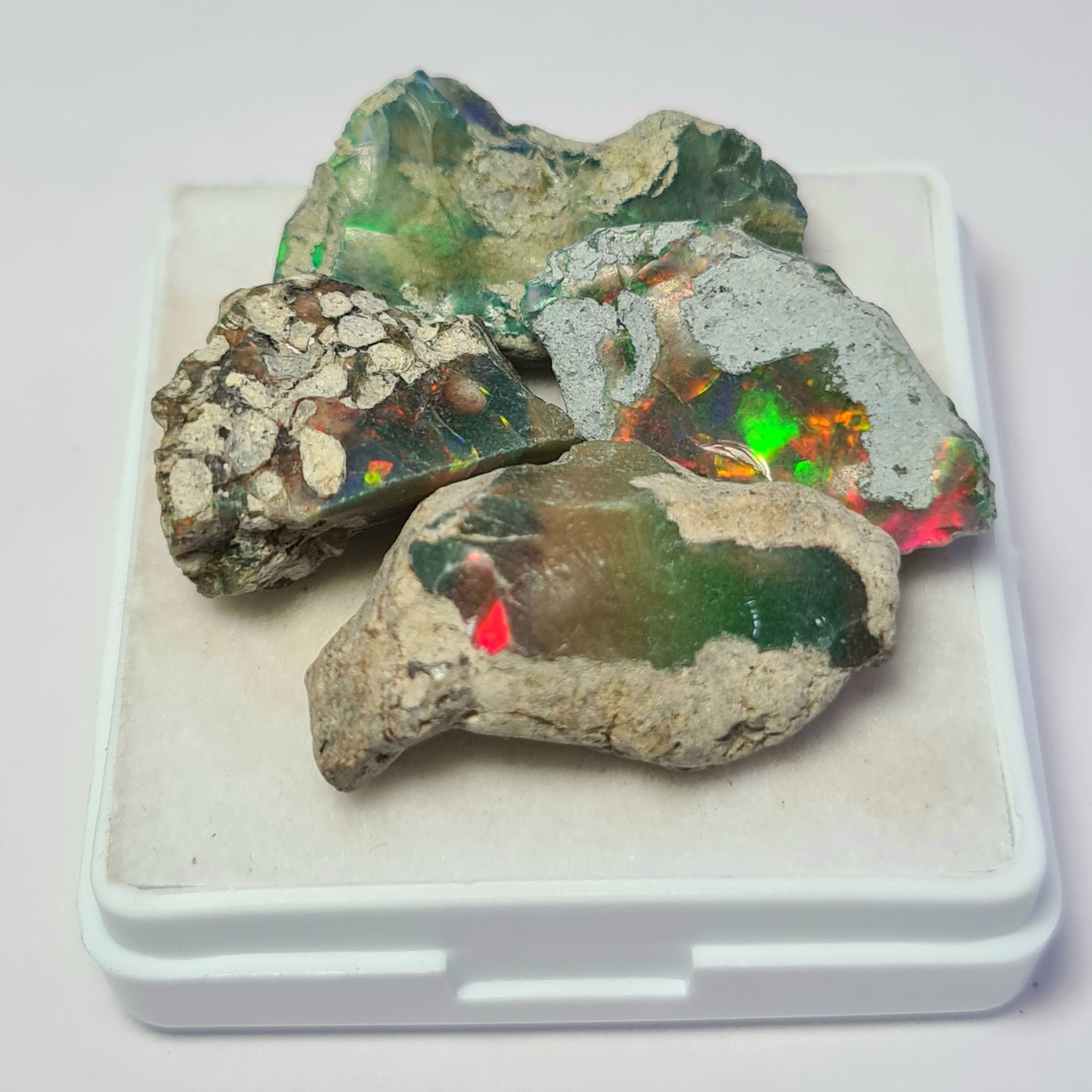 4 Pcs of Natural Black Opal Rough | Sizes: 18-24mm