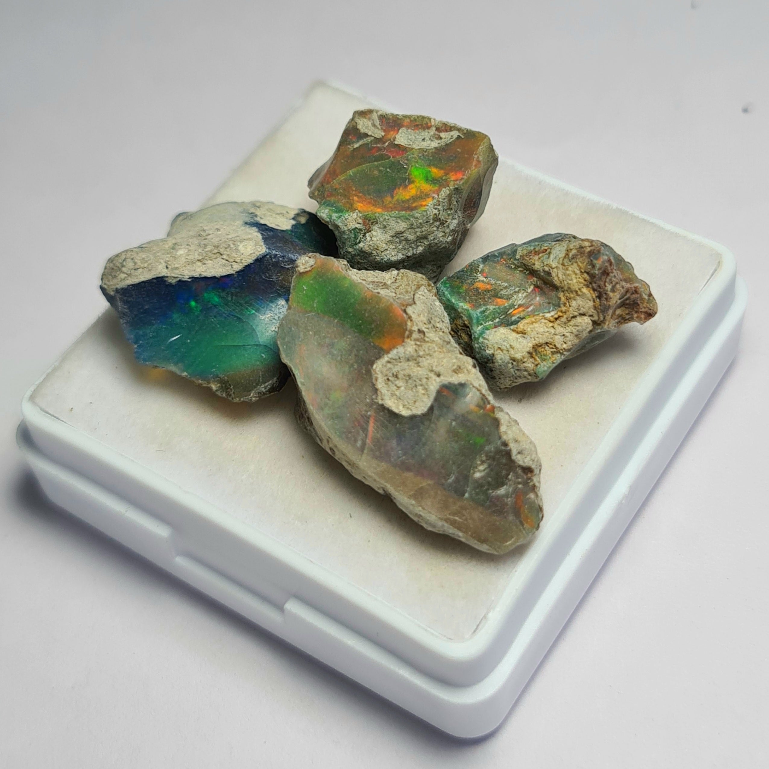4 Pcs of Natural Black Opal Rough | Sizes: 13-25mm