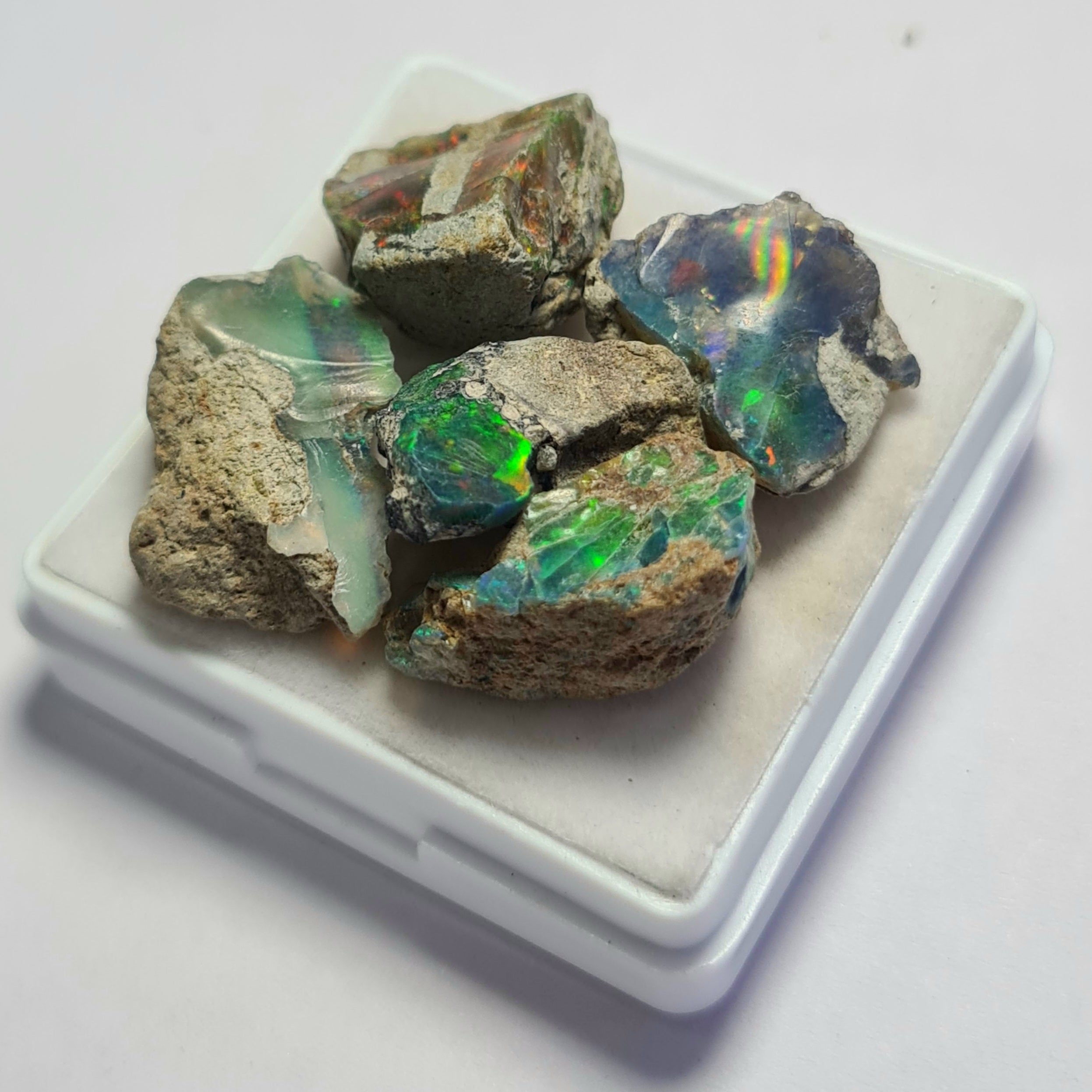 5 Pcs of Natural Black Opal Rough | Sizes: 15-22mm