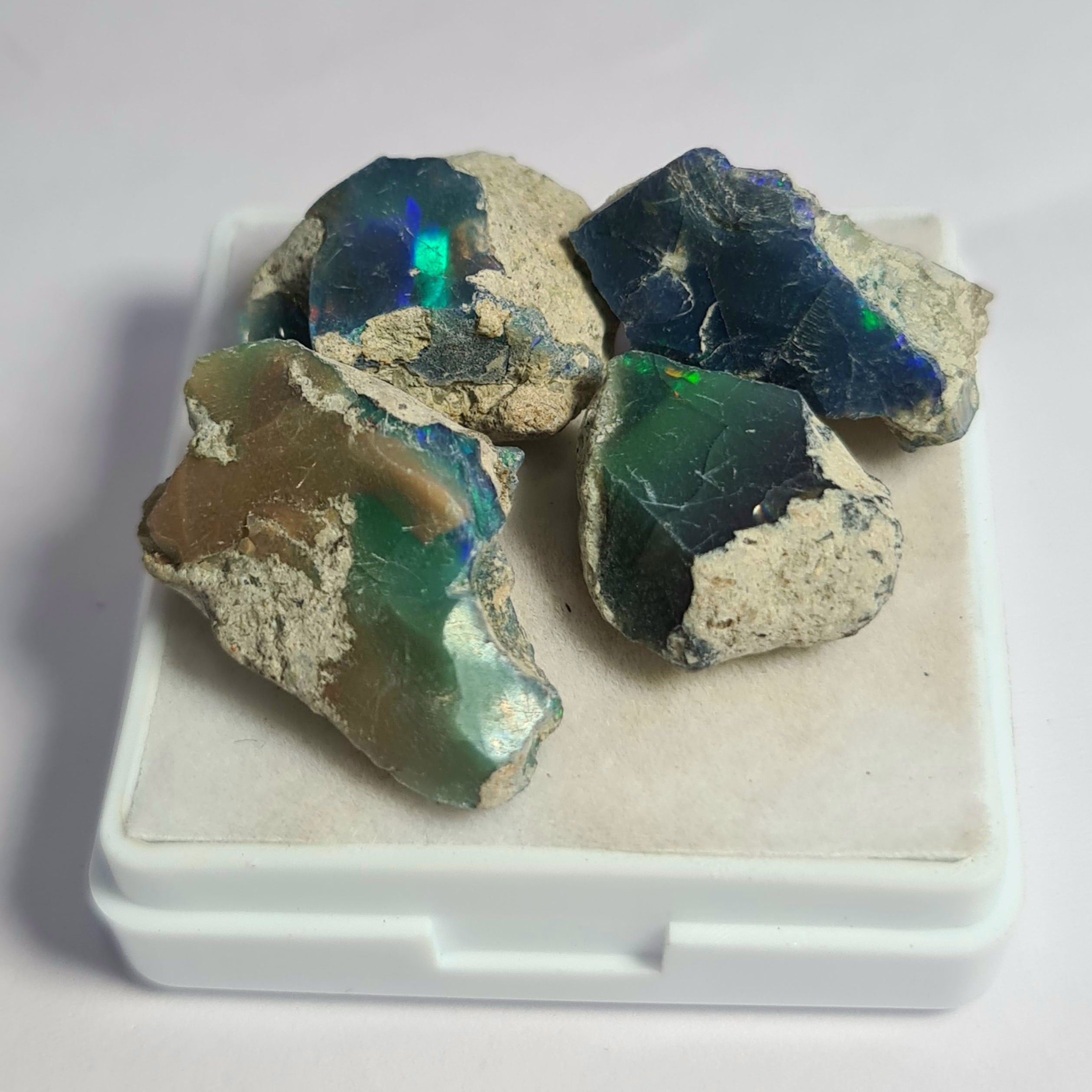 4 Pcs of Natural Black Opal Rough | Sizes: 16-23mm