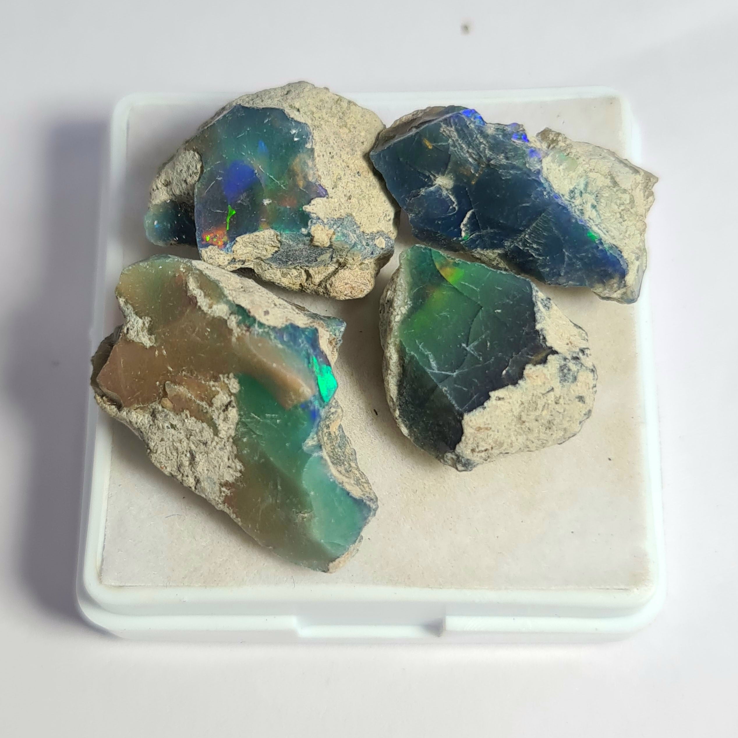 4 Pcs of Natural Black Opal Rough | Sizes: 16-23mm