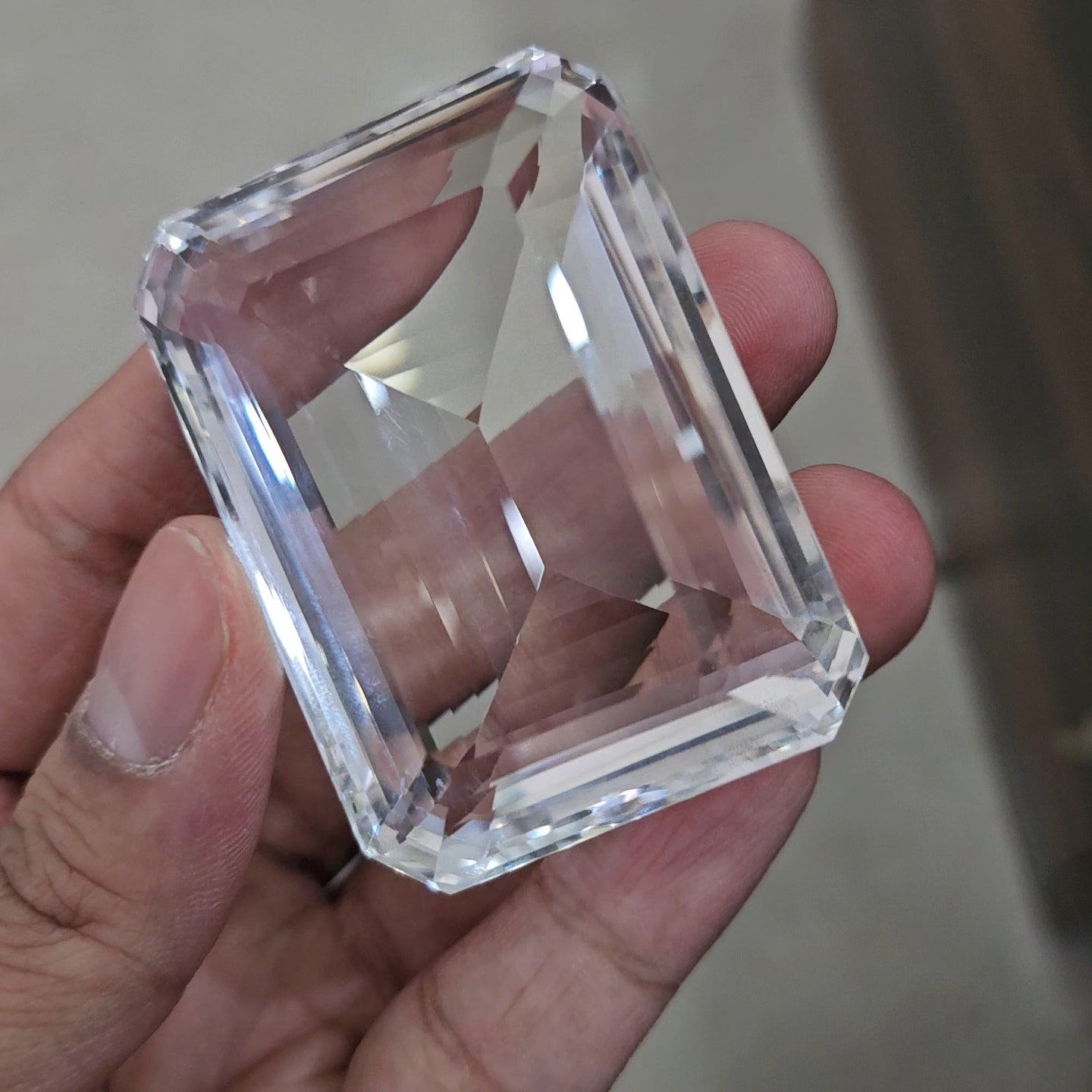 520Cts | Natural Jambo Clear Quartz Faceted | Rectangle | 58x42mm