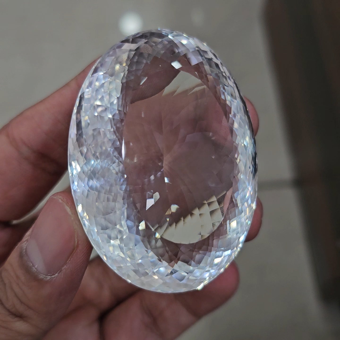 628Cts | Natural Jambo Clear Quartz Faceted | Oval | 63x47mm