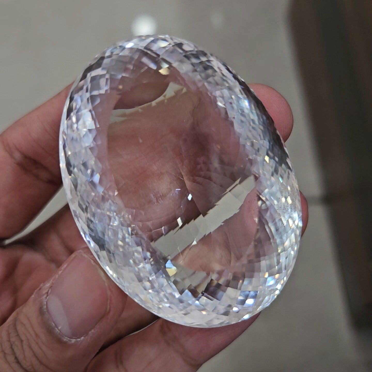 628Cts | Natural Jambo Clear Quartz Faceted | Oval | 63x47mm