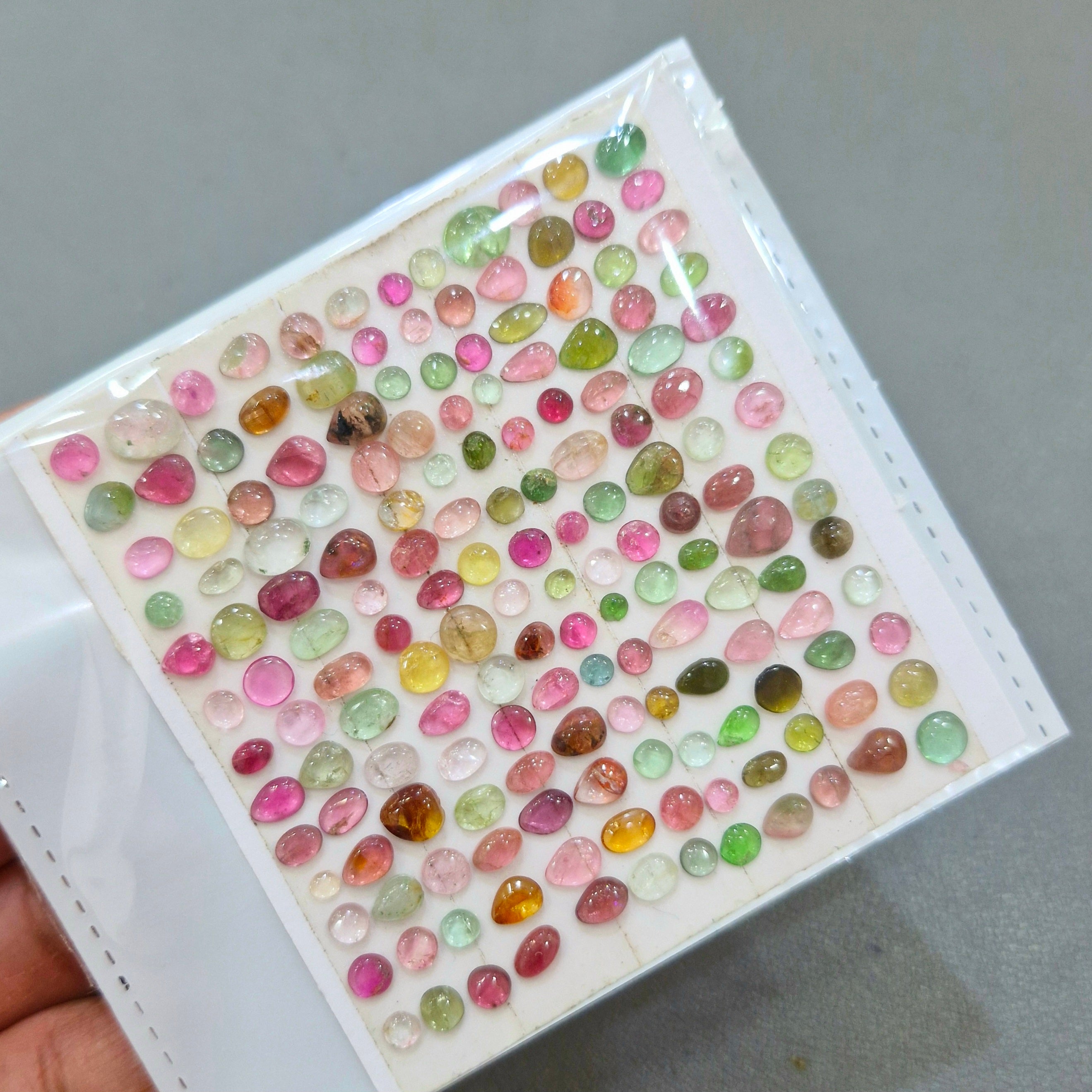 1 Card Of Natural Multi Tourmaline Cabochon | Size 3-7mm
