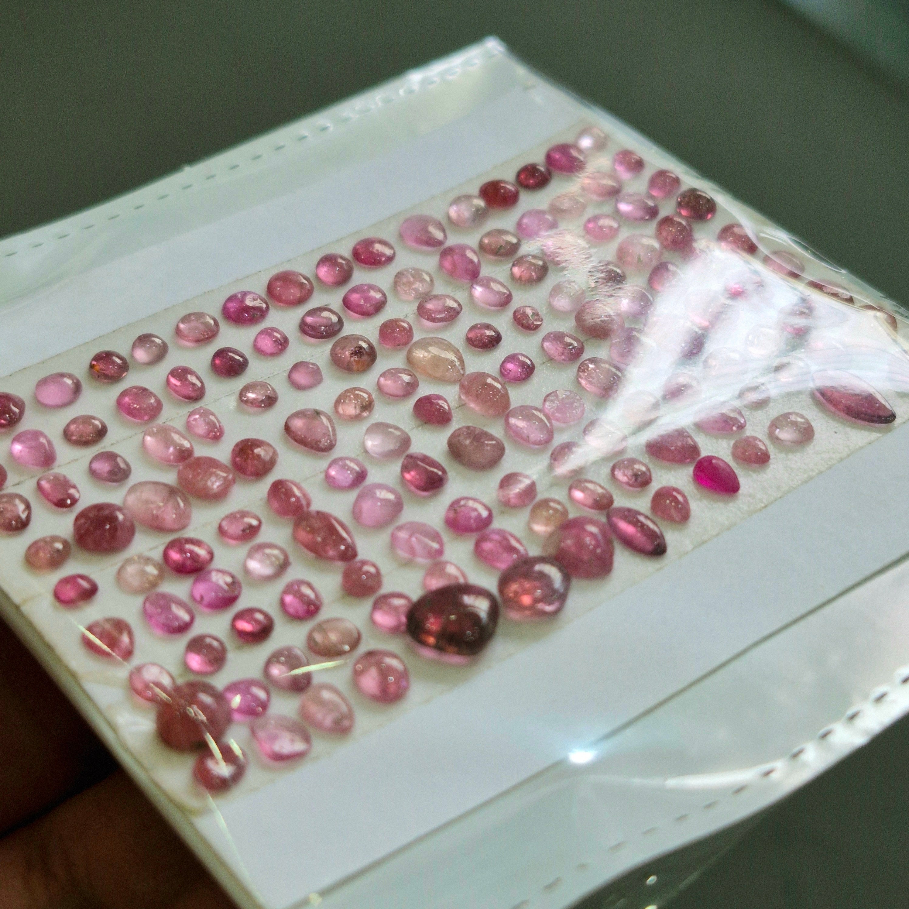 1 Card Of Natural Pink Tourmaline Cabochon | Size 3-6mm