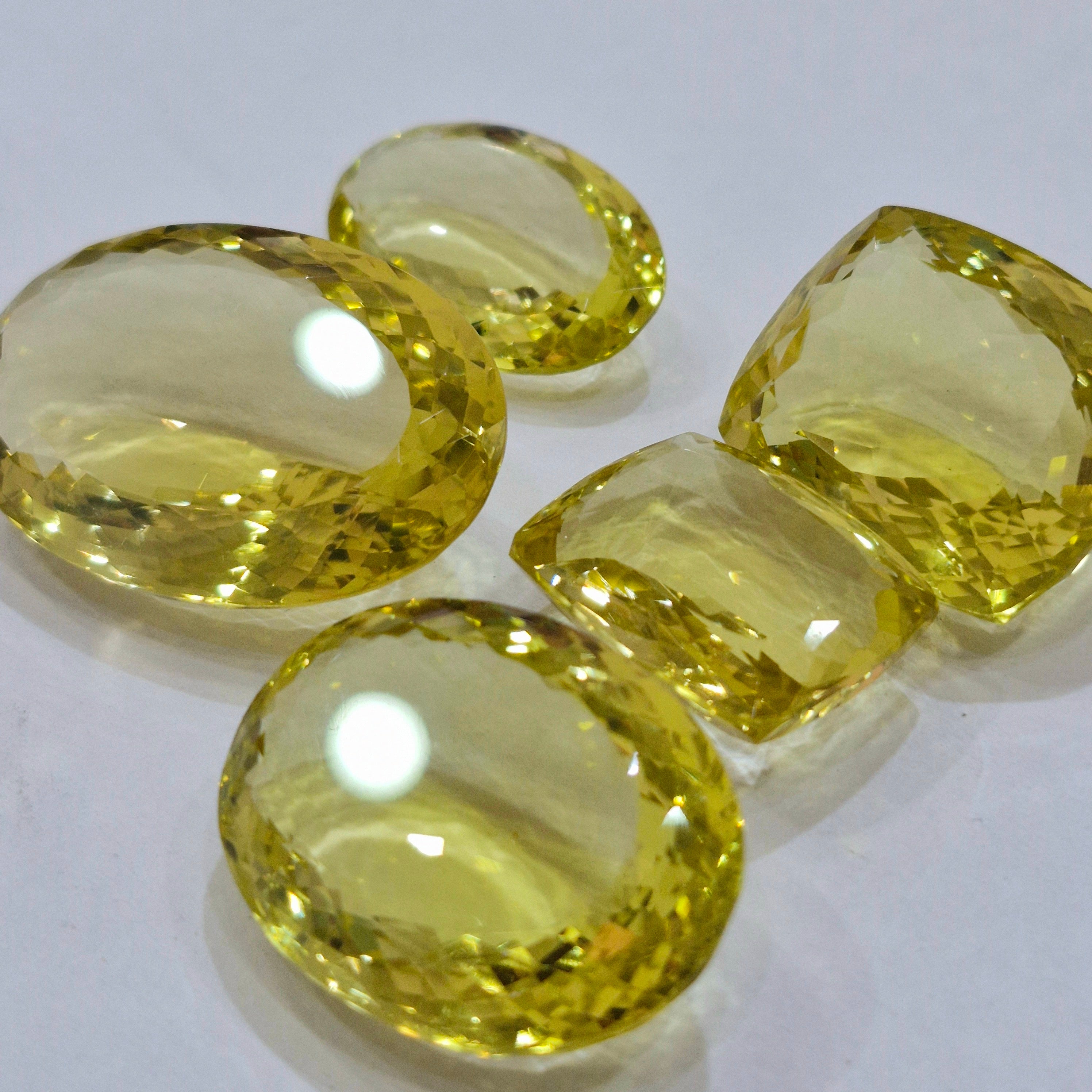 Natural Lemon Quartz Faceted Gemstone | Size 25-42mm