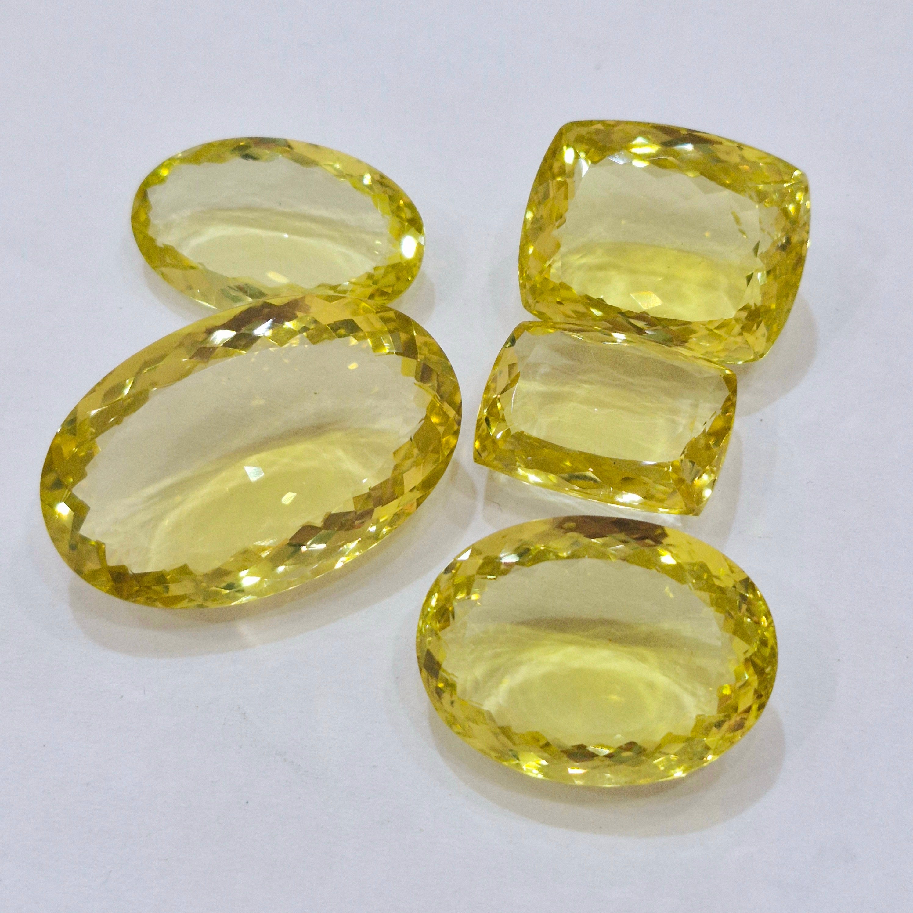 Natural Lemon Quartz Faceted Gemstone | Size 25-42mm