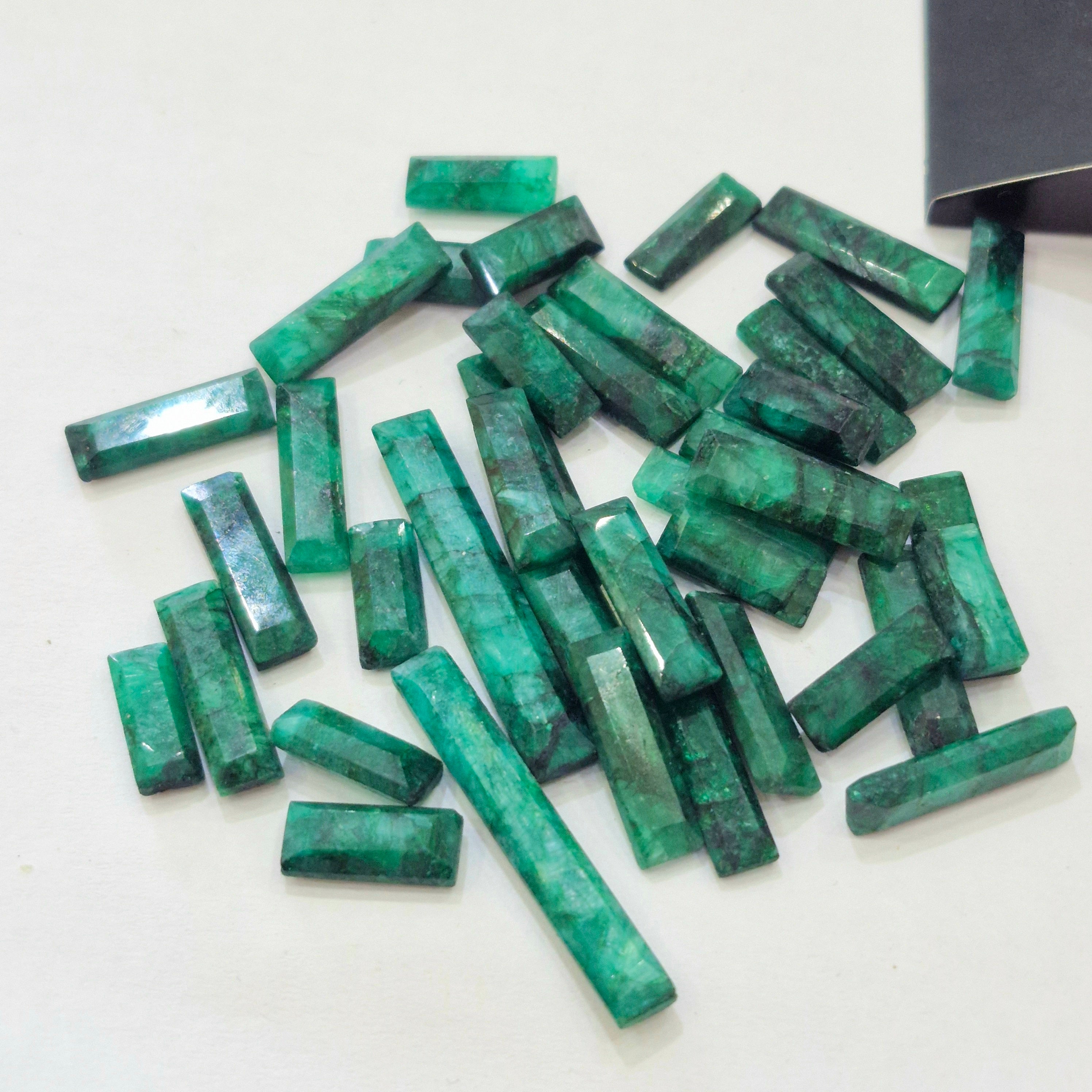 Natural Emerald Faceted Gemstone Baguette | Size: 13-34mm