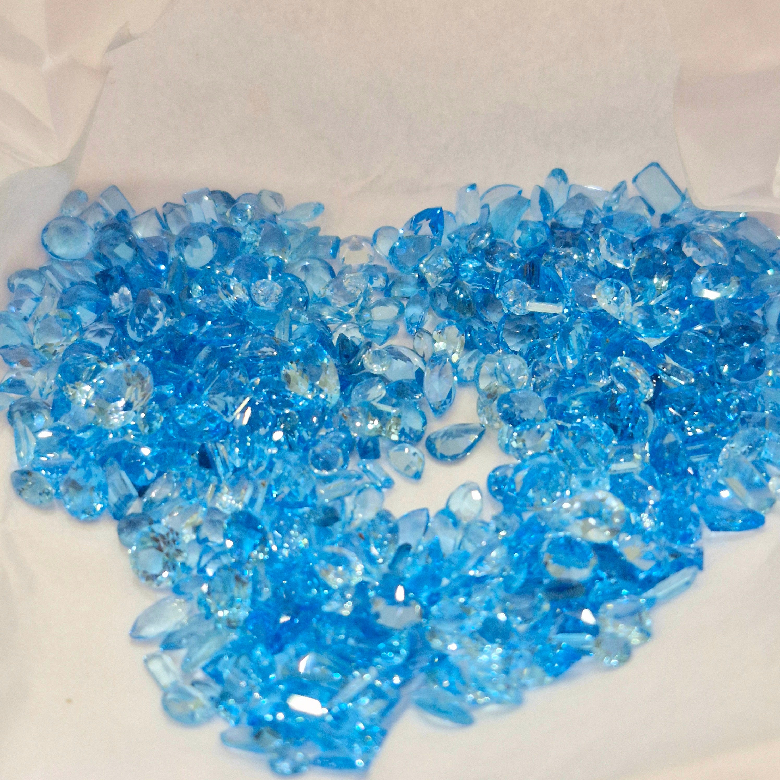 Natural Rejected (cheapt) Blue topaz Faceted Gemstone Mix Shape | Size: 2-7mm