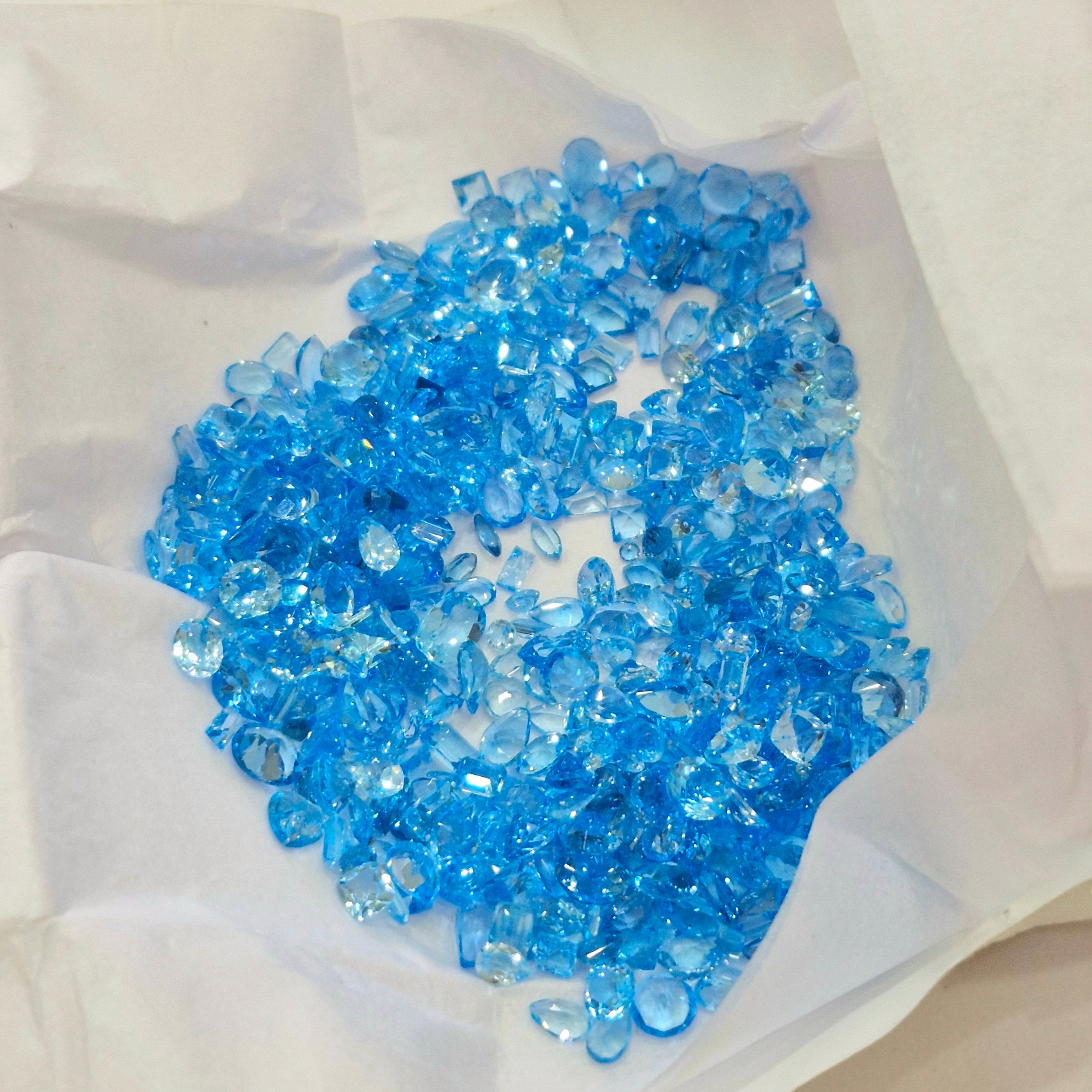 Natural Rejected (cheapt) Blue topaz Faceted Gemstone Mix Shape | Size: 2-7mm