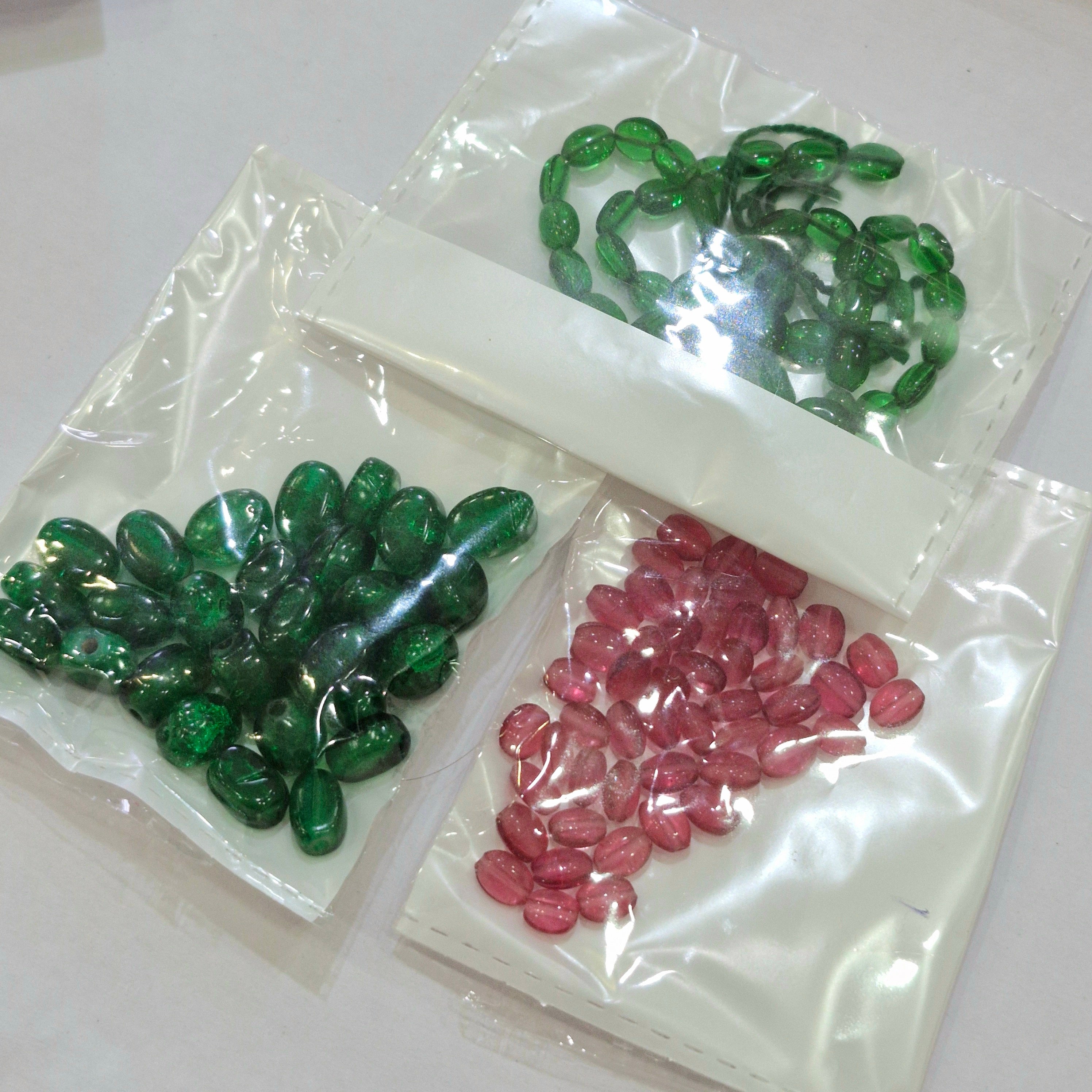 Synthetic Lab Grown Beads Green And Pink Color Stone 12Inch