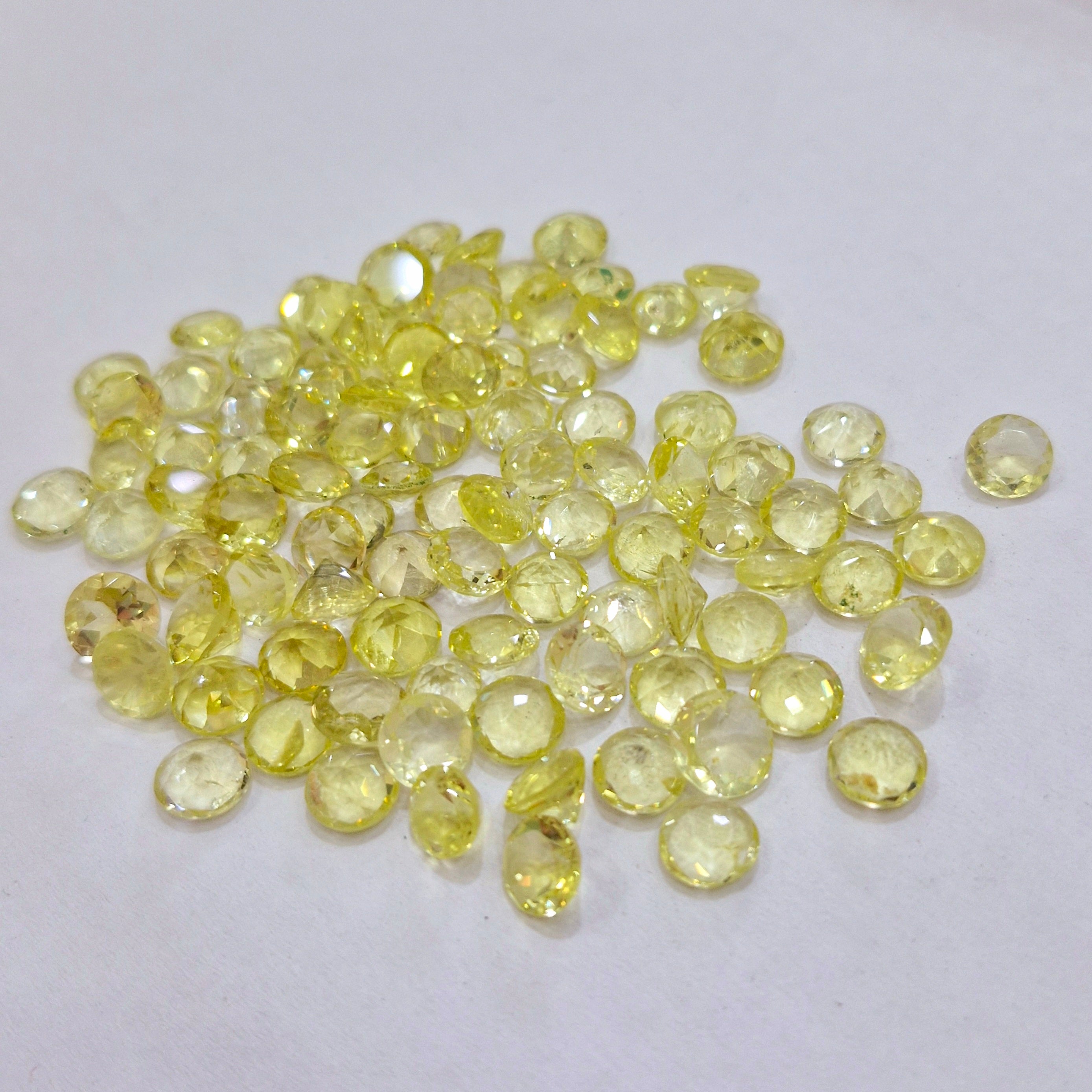 Natural Rejected Lemon Quartz Gemstone Round | Size: 7-8mm