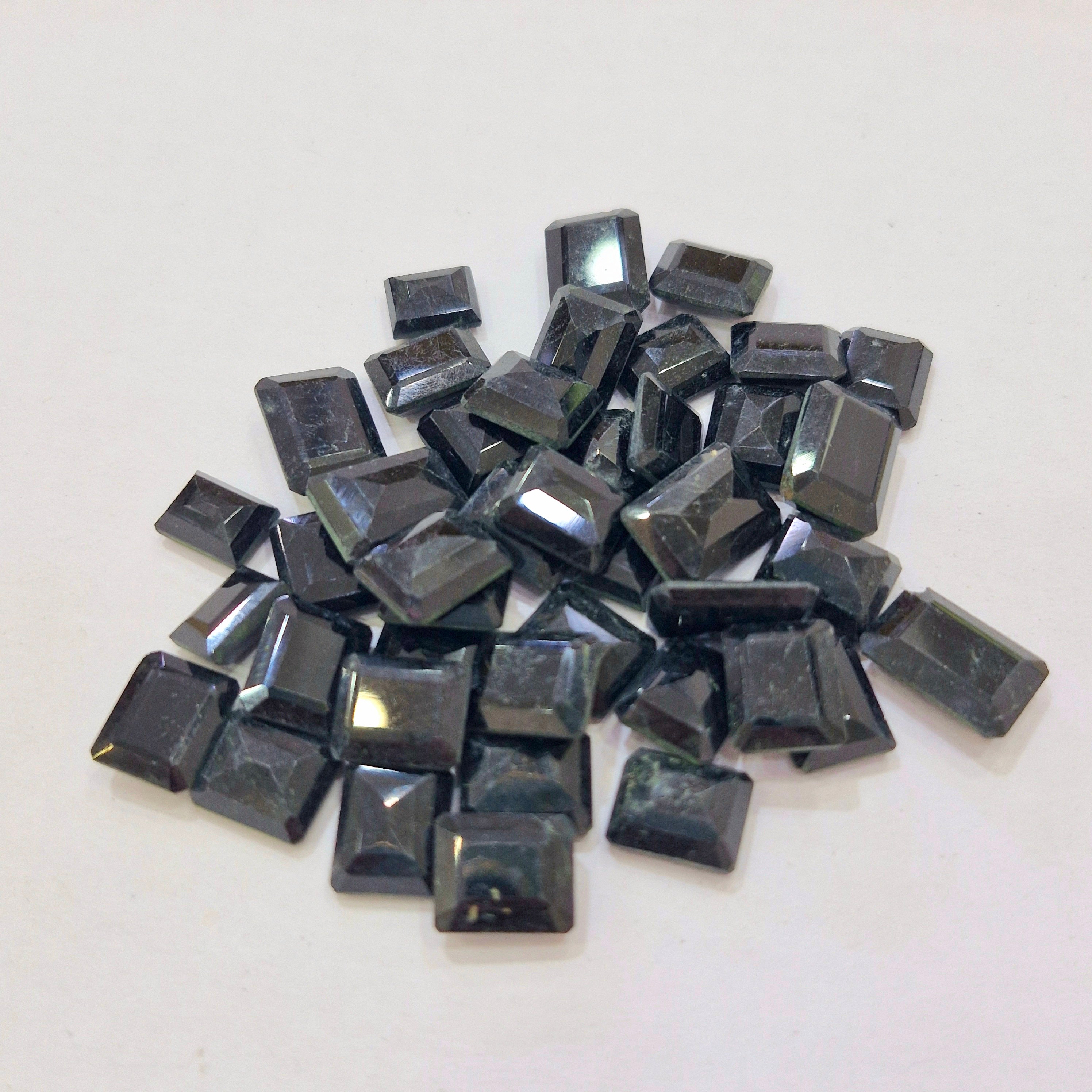 Natural Rejected Black Onyx Gemstone Rectangle | Size: 9-14mm