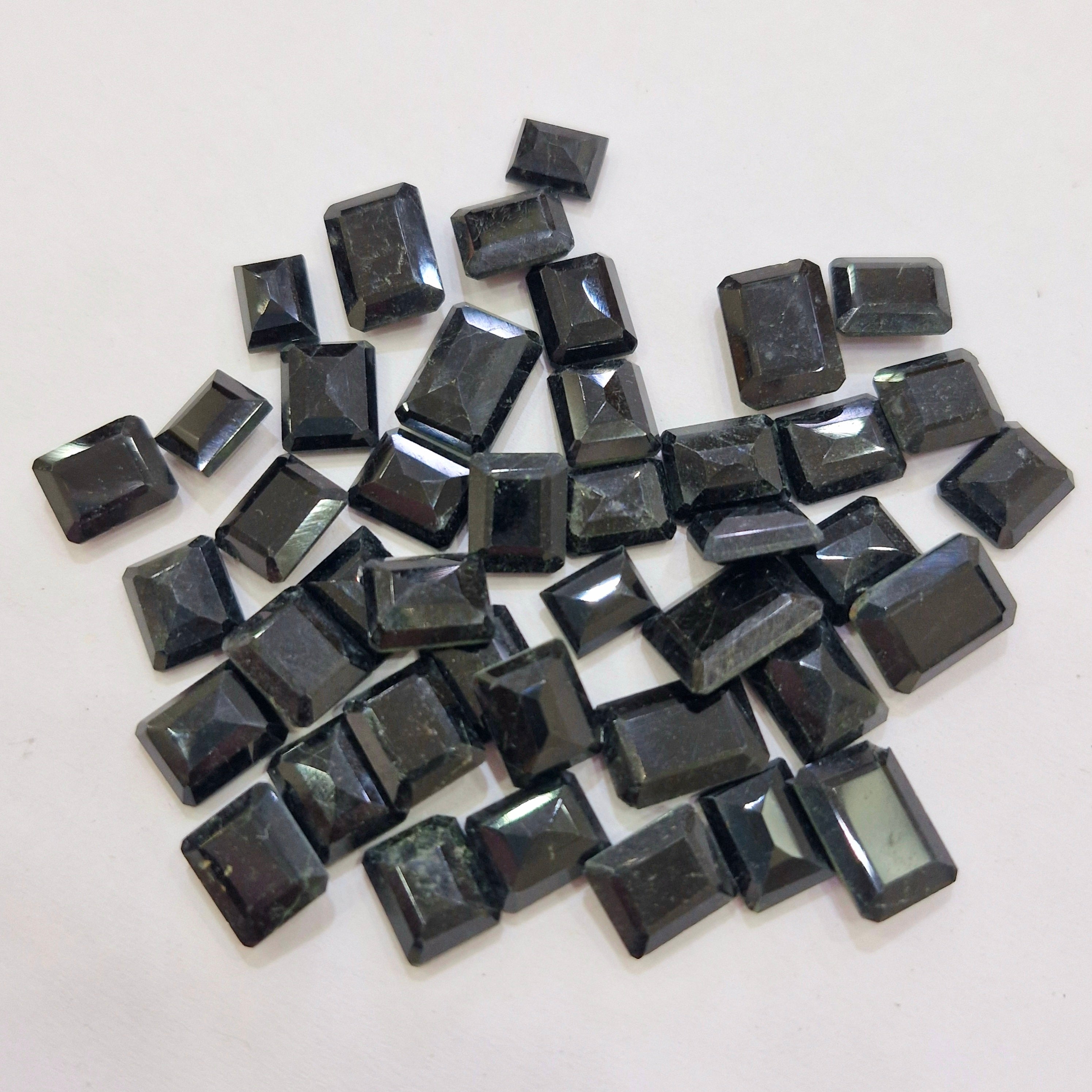 Natural Rejected Black Onyx Gemstone Rectangle | Size: 9-14mm