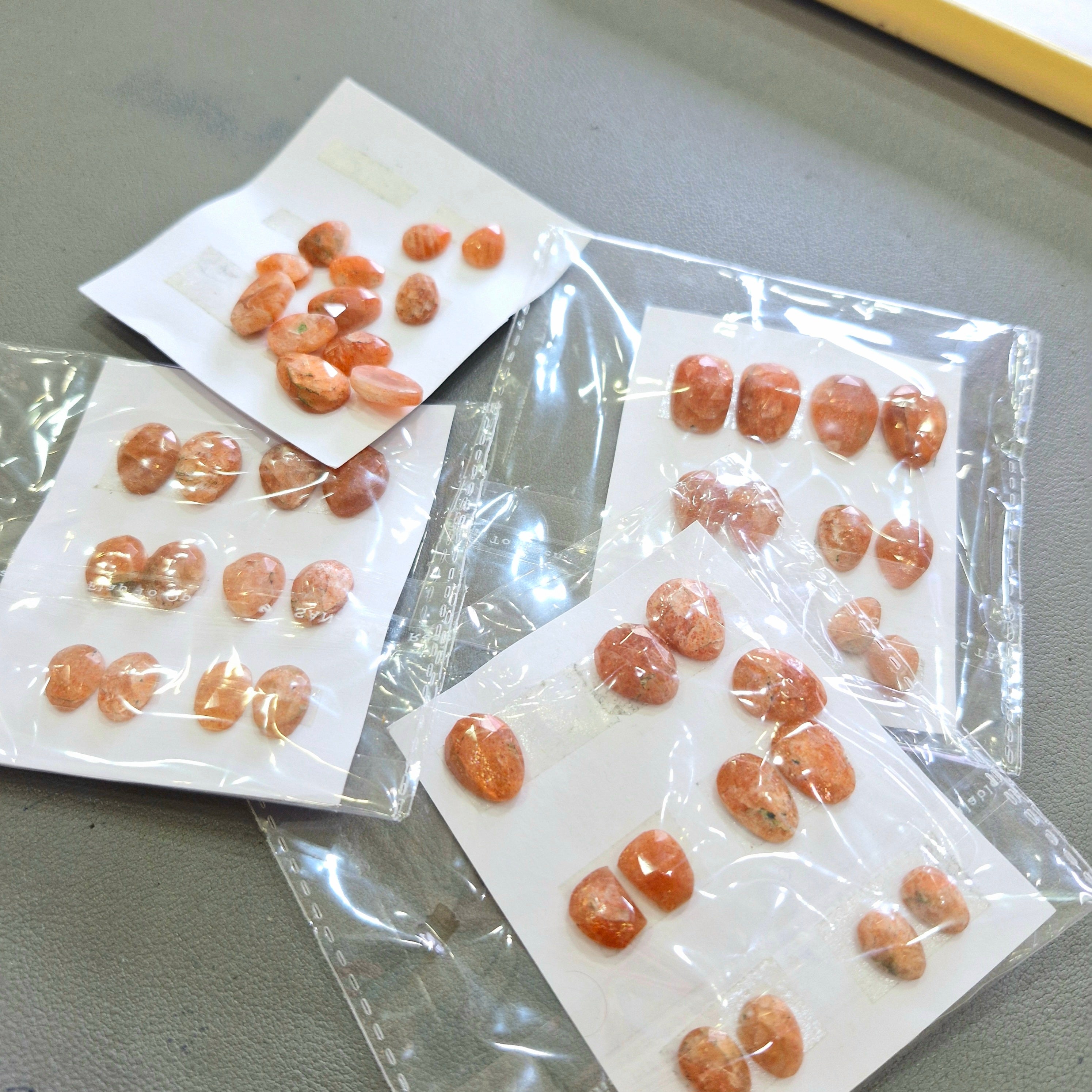 4 Card (Pair) Natural Sunstone Rose cut Gemstone | 10-14mm