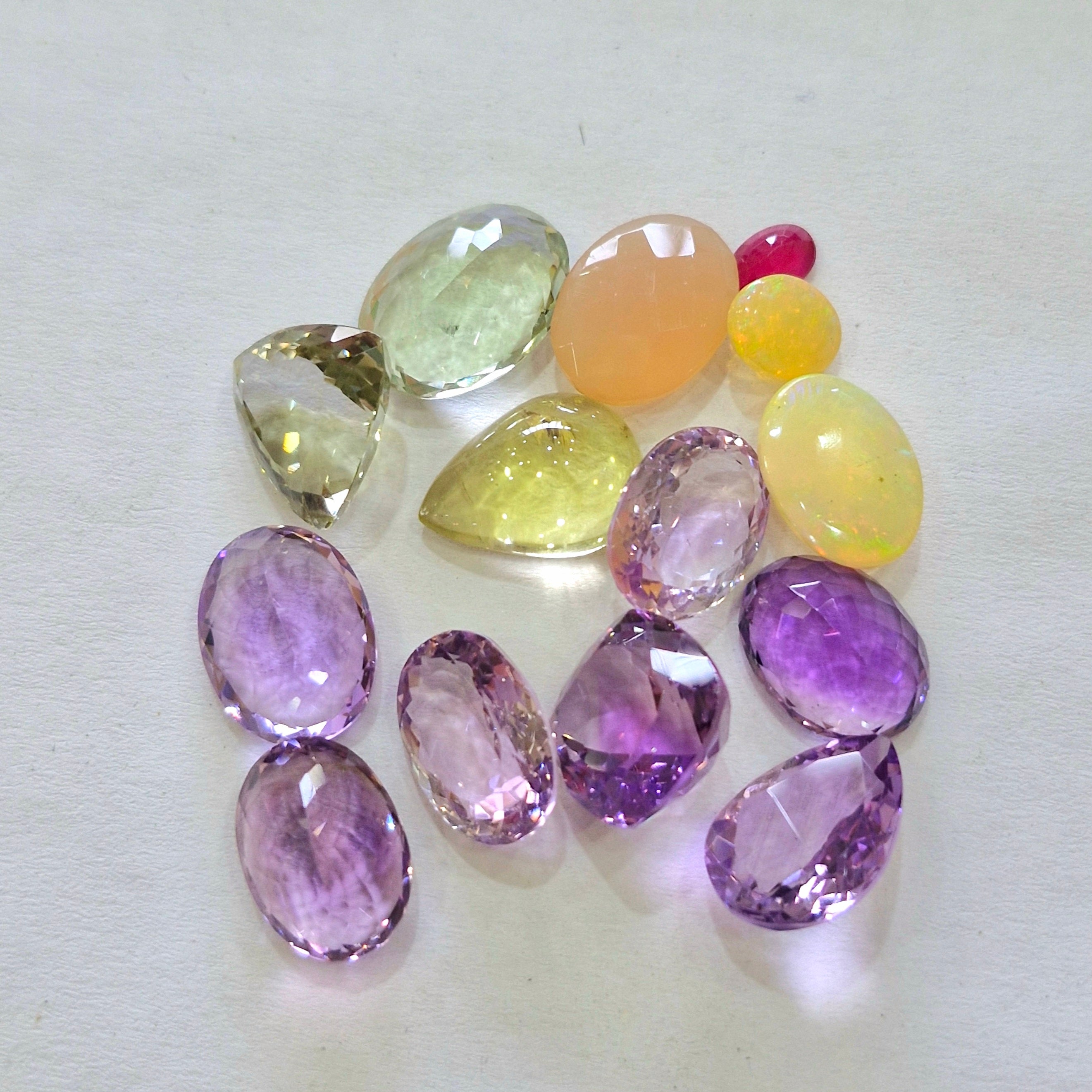 Natural Amethyst, Opal, Lemon And Ruby Faceted And Cabs Gemstone | 6-17mm