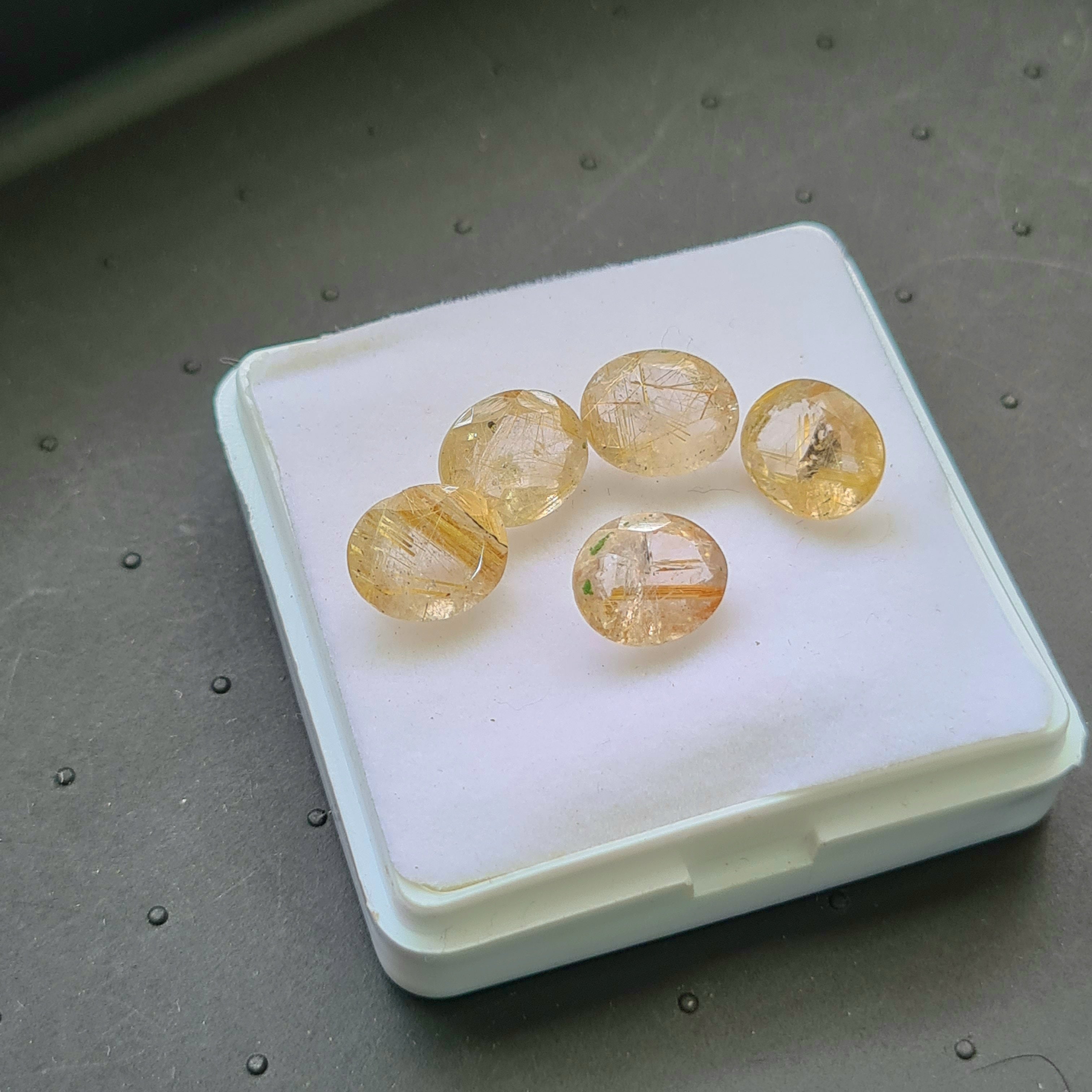 Natural Golden Rutile Quartz Faceted | Size 9-11mm