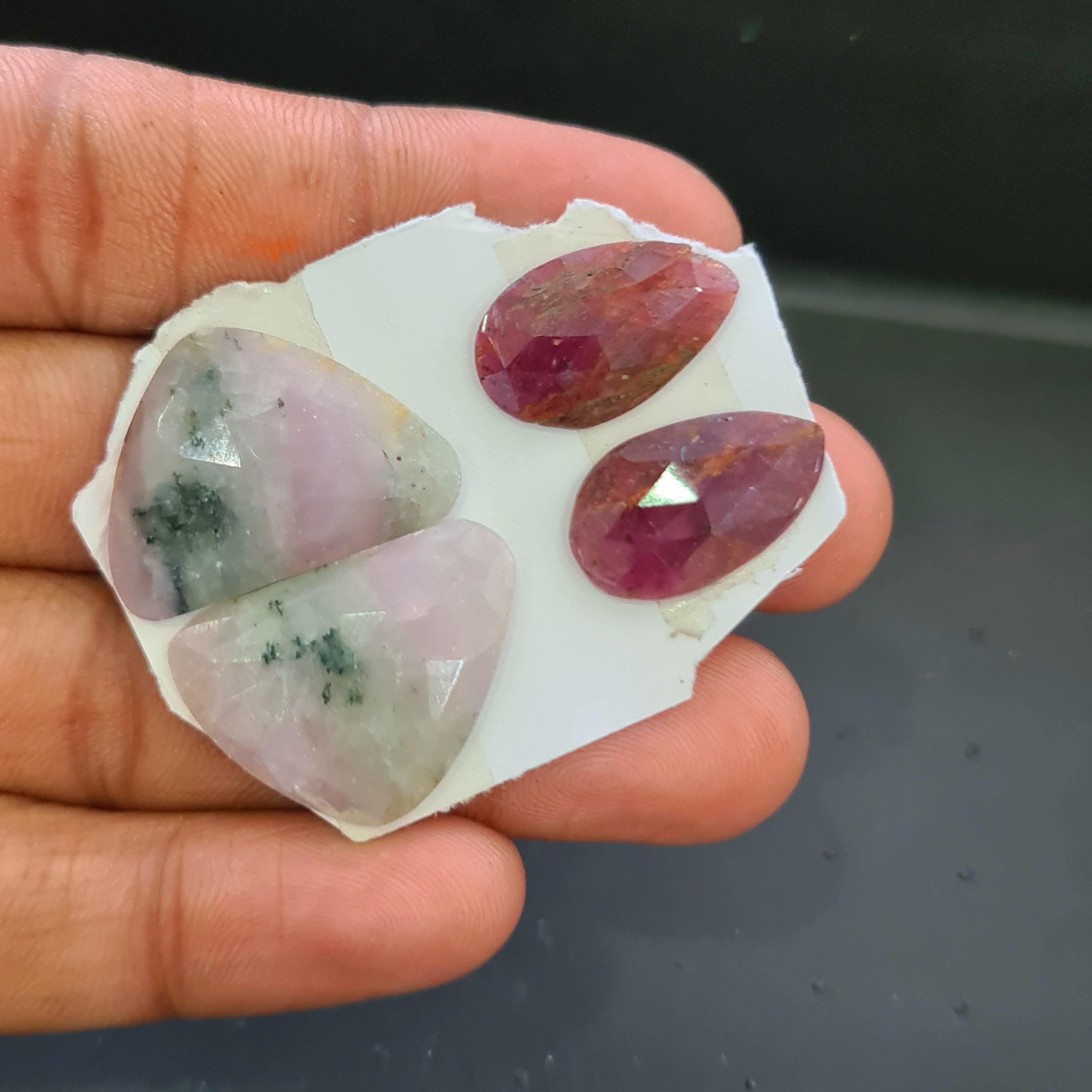4 Pcs Natural Sapphire Rosecut Pair Gemstone | Mix Shape | Size: 20-26mm