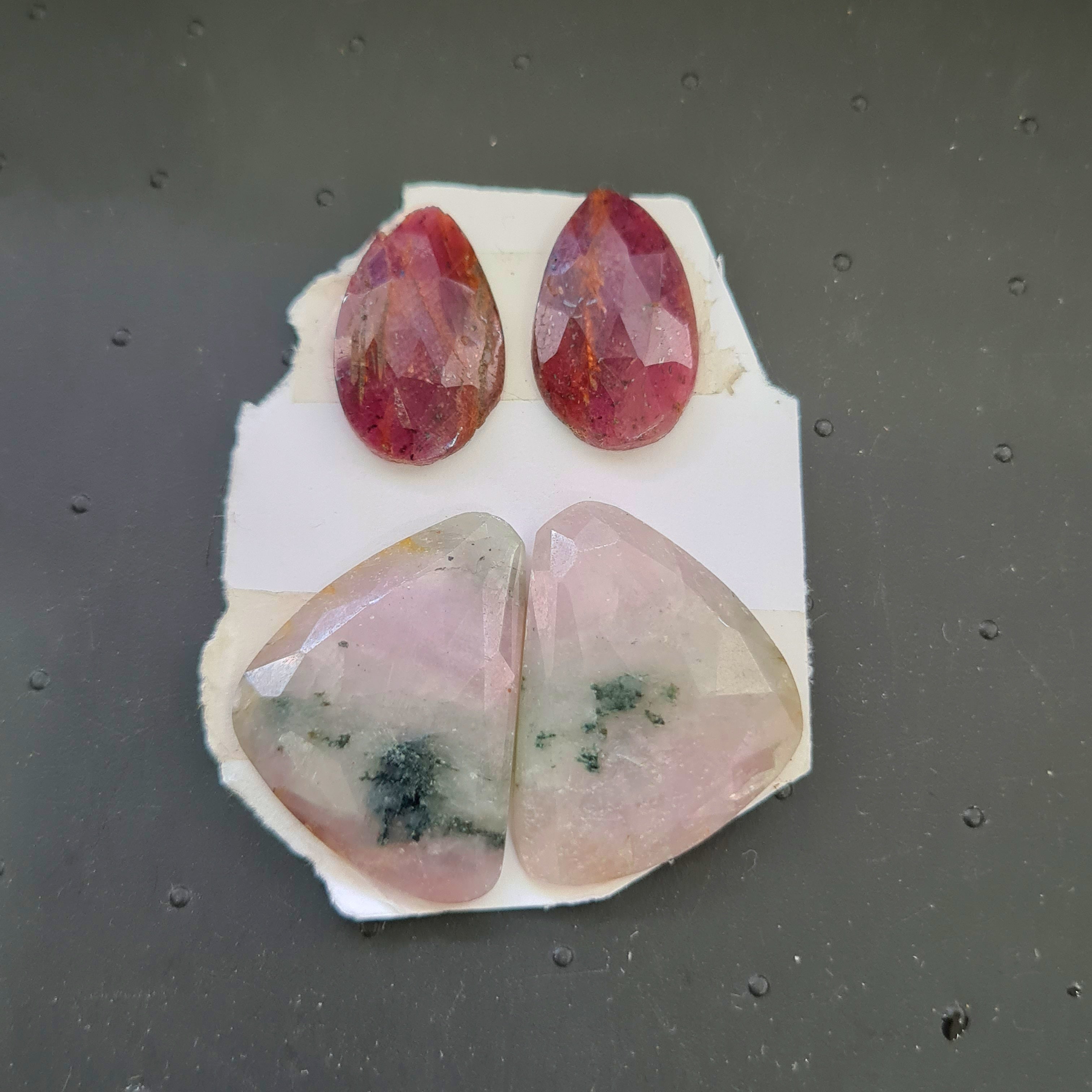 4 Pcs Natural Sapphire Rosecut Pair Gemstone | Mix Shape | Size: 20-26mm
