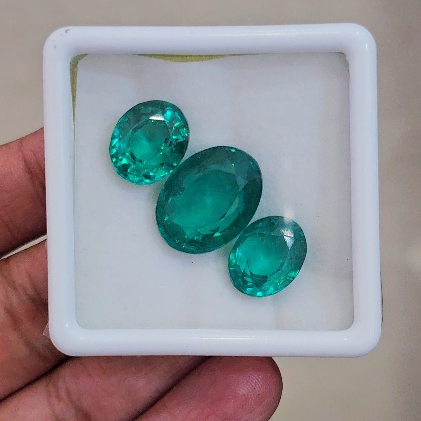 3 Pcs Of Lab Grown Emerald Faceted | Oval | Size: 11-18mm