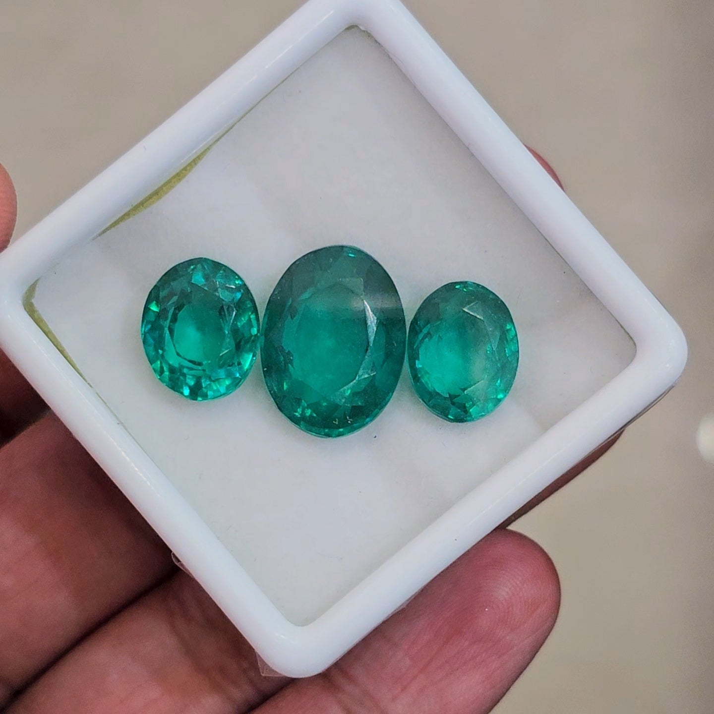 3 Pcs Of Lab Grown Emerald Faceted | Oval | Size: 11-18mm